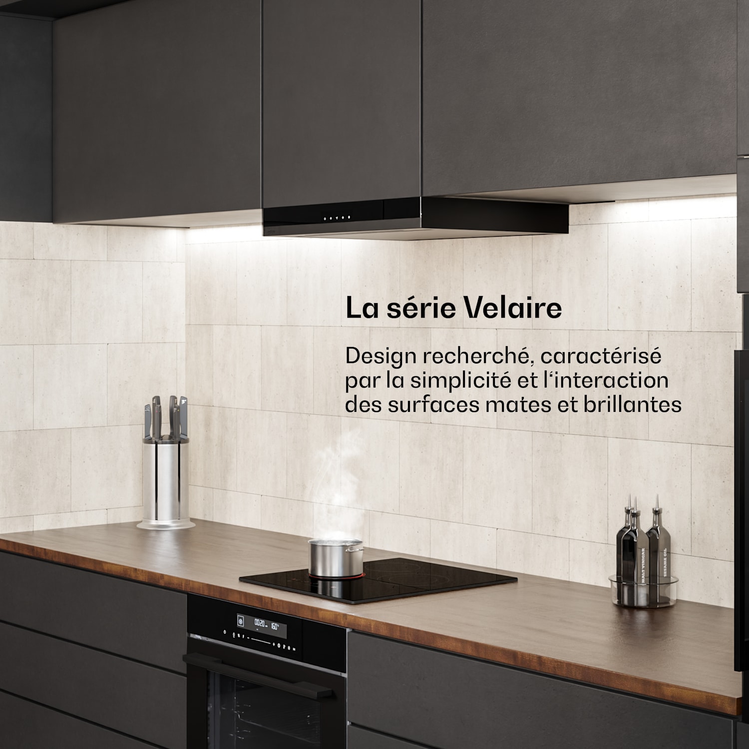 Velaire glaskeramische kookplaat | stijlvol, minimalistisch, ruimtebesparend | 3 kookzones | 4100 W | 45 cm 45 cm