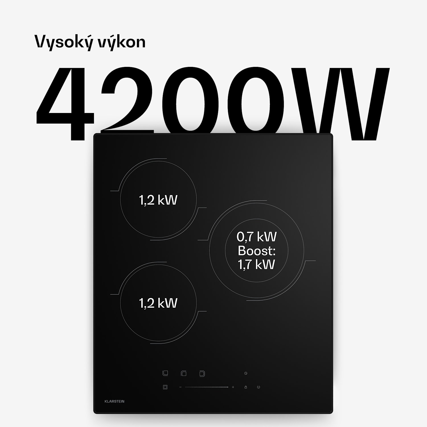 Velaire sklokeramická varná doska, elegantná, minimalistická, kompaktná, 3 varné zóny, 4100 W, 45 cm 45 cm