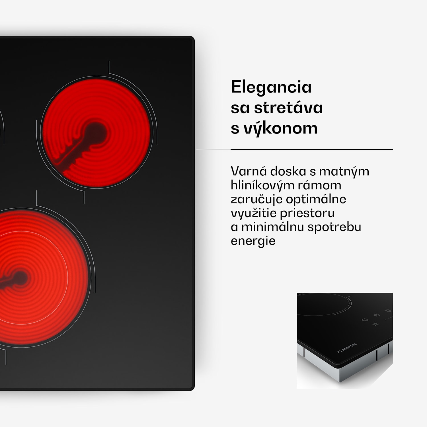 Velaire sklokeramická varná doska, elegantná, minimalistická, kompaktná, 3 varné zóny, 4100 W, 45 cm 45 cm