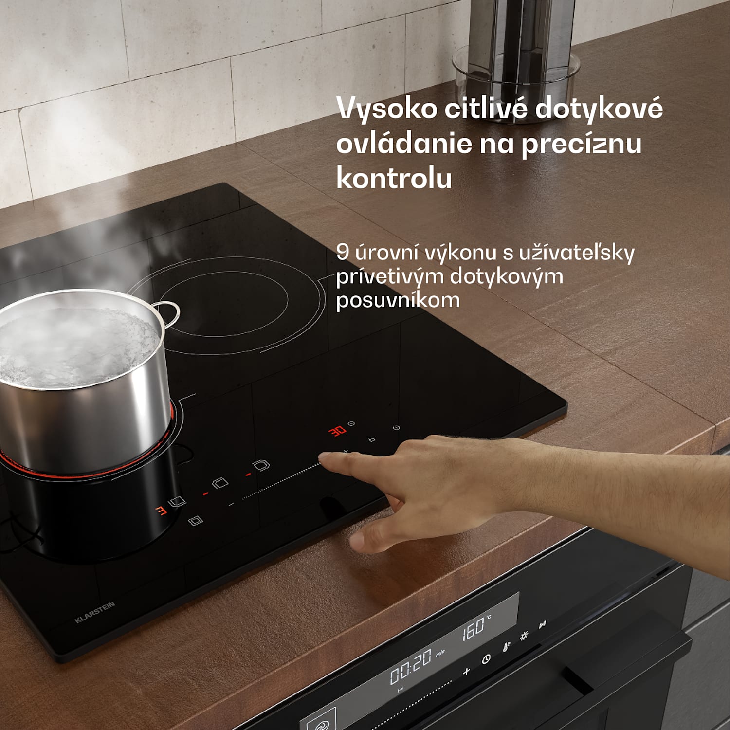 Velaire sklokeramická varná doska, elegantná, minimalistická, kompaktná, 3 varné zóny, 4100 W, 45 cm 45 cm