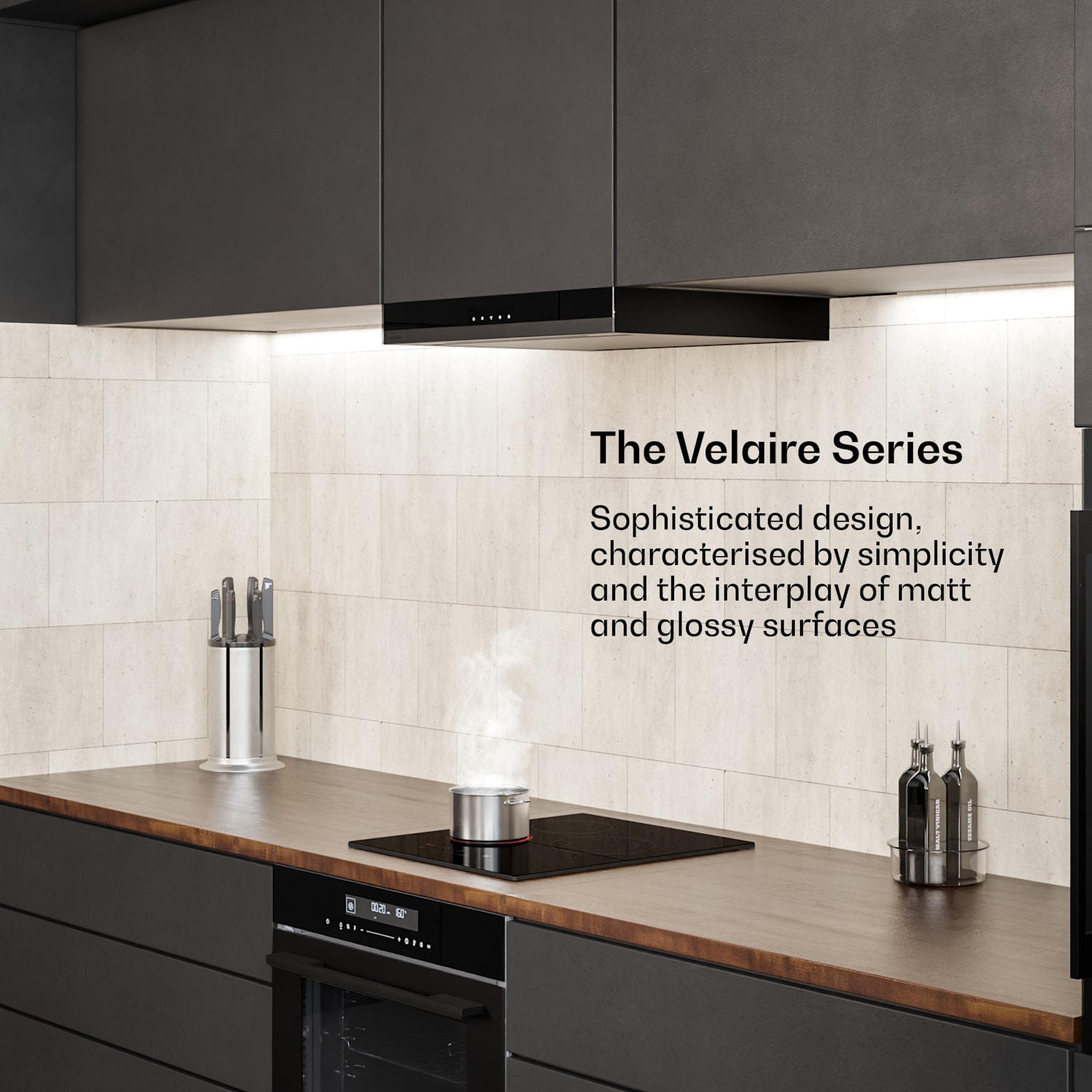 Velaire keraaminen liesi | Tyylikäs, minimalistinen, tilaa säästävä | 3 keittoaluetta | 4100 W | 45 cm 45 cm