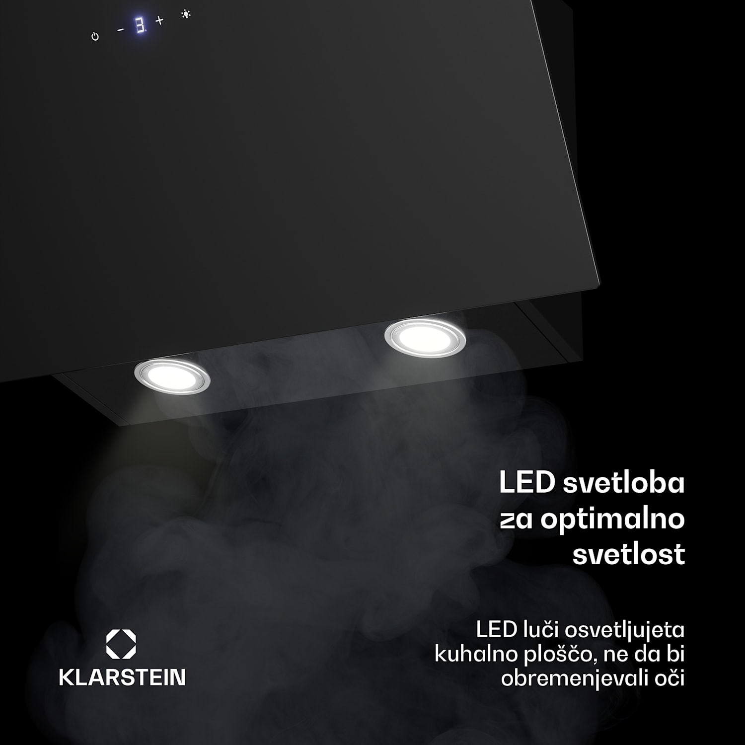 Laurel poševna kuhinjska napa | način odsesavanja in recirkulacije zraka | varnostno steklo | 417 m³/h | 60 cm 60 cm | Črna