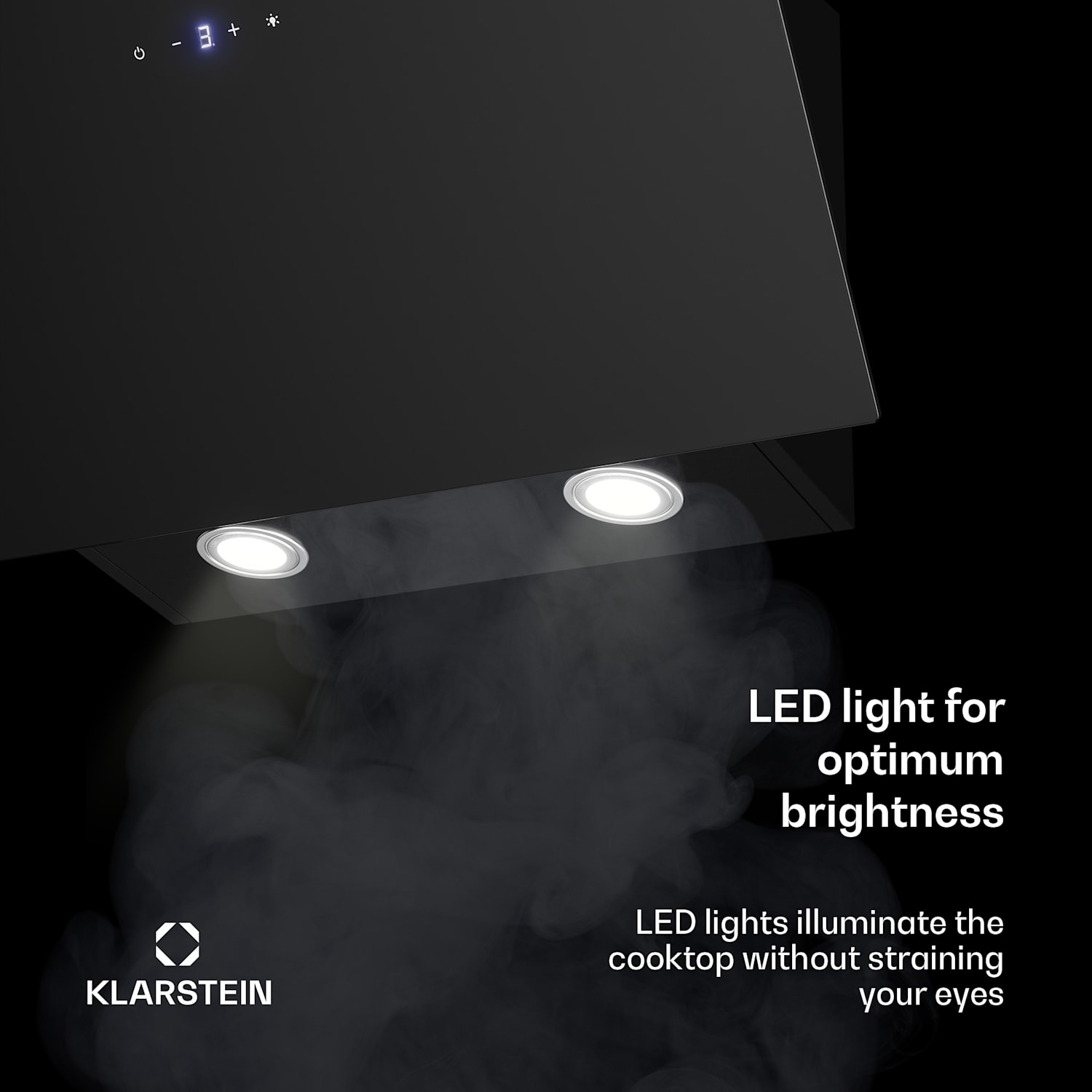 Laurel liesituuletin | Poisto- ja kiertoilmatoiminto | Turvalasi | 417 m³/h | 60 cm 60 cm | Musta