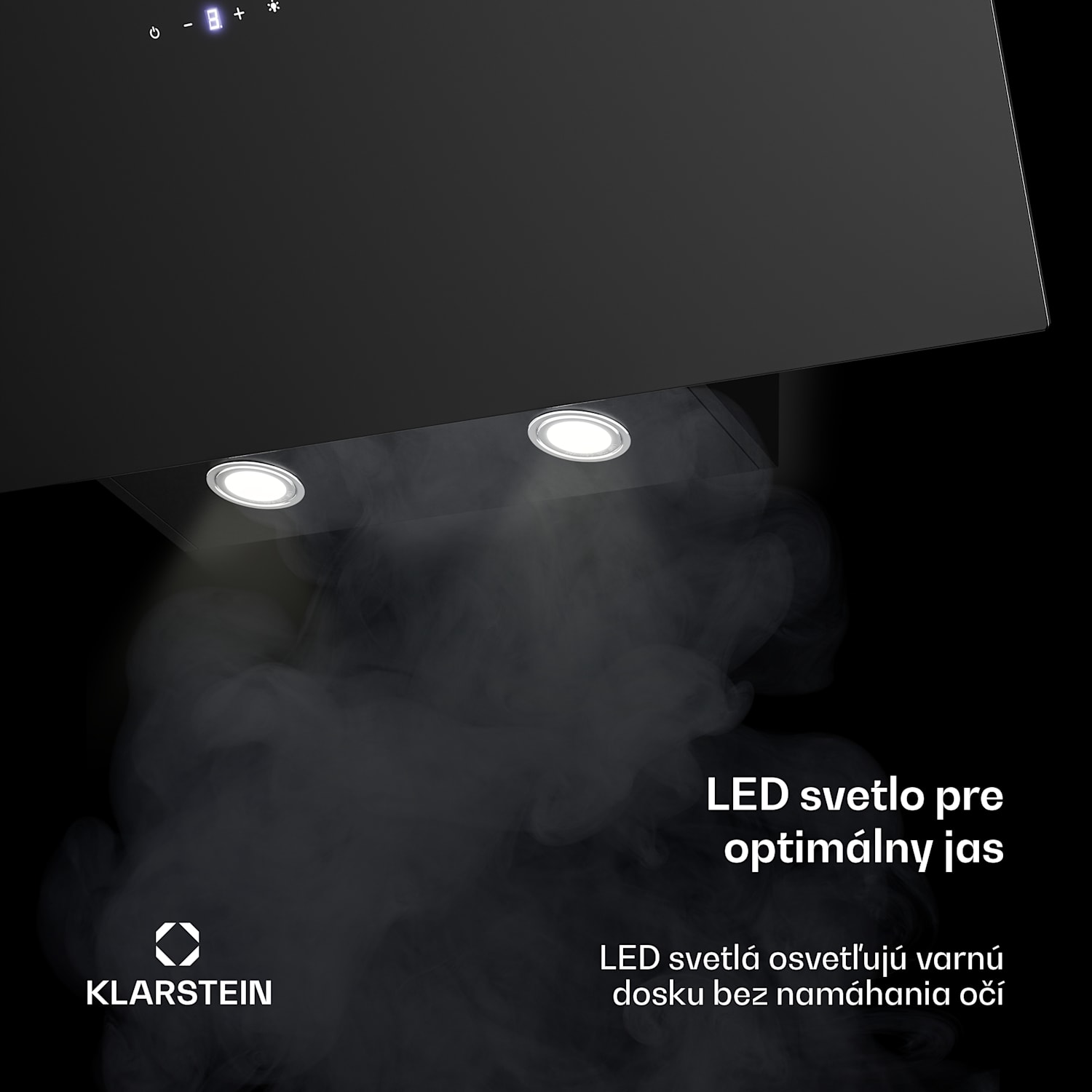 Laurel šikmý digestor | režim odsávania vzduchu a recirkulácie | bezpečnostné sklo | 417 m³/h | 90 cm 90 cm | Čierna