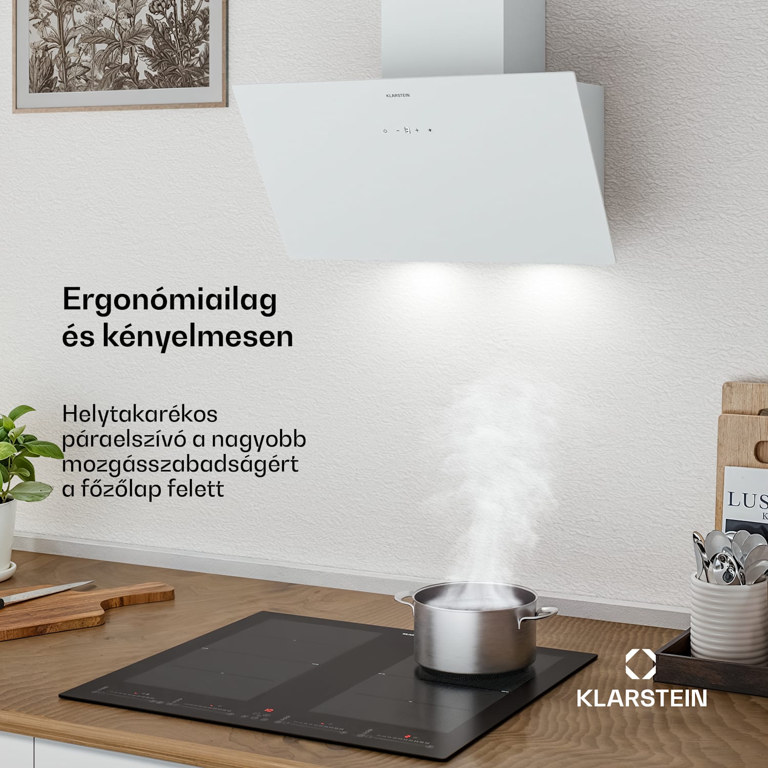 Laurel ferde páraelszívó | elszívó és keringtető üzemmód | biztonsági üveg | 417m³/h | 60cm 60 cm | Fehér