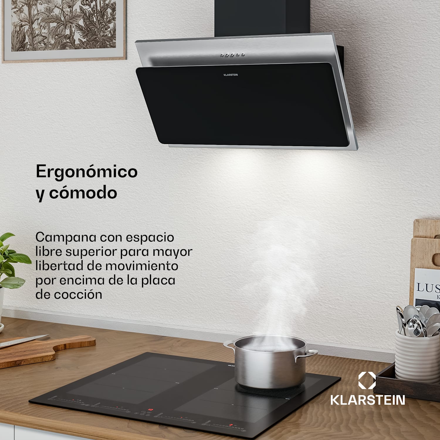 Campana extractora inclinada Alessia | Modo de extracción y recirculación | Acero inoxidable | 404 m³/h | 60 cm 60 cm | Acero Inoxidable