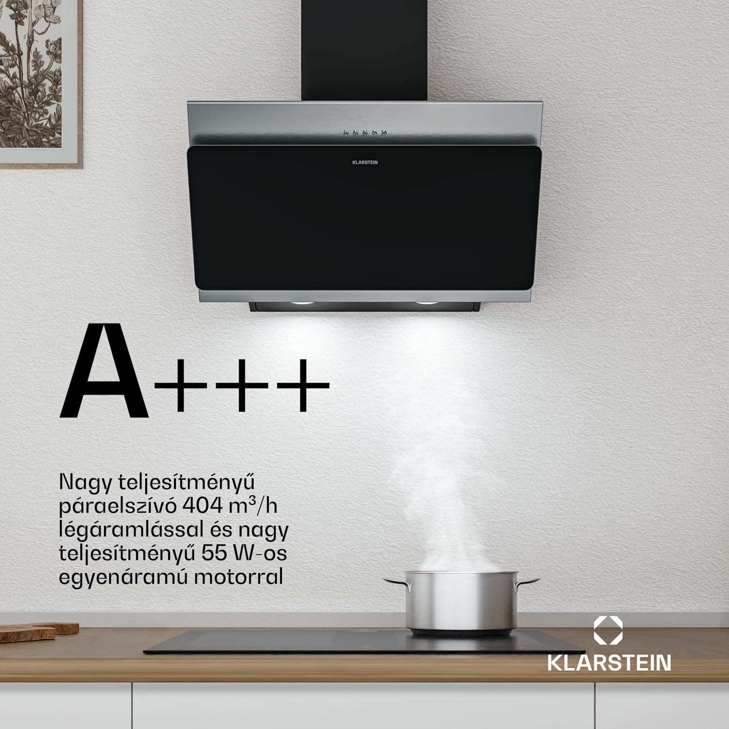 Alessia ferde páraelszívó | elszívó és keringtető üzemmód | rozsdamentes acél | 404 m³/h | 60 cm 60 cm | Rozsdamentes acél