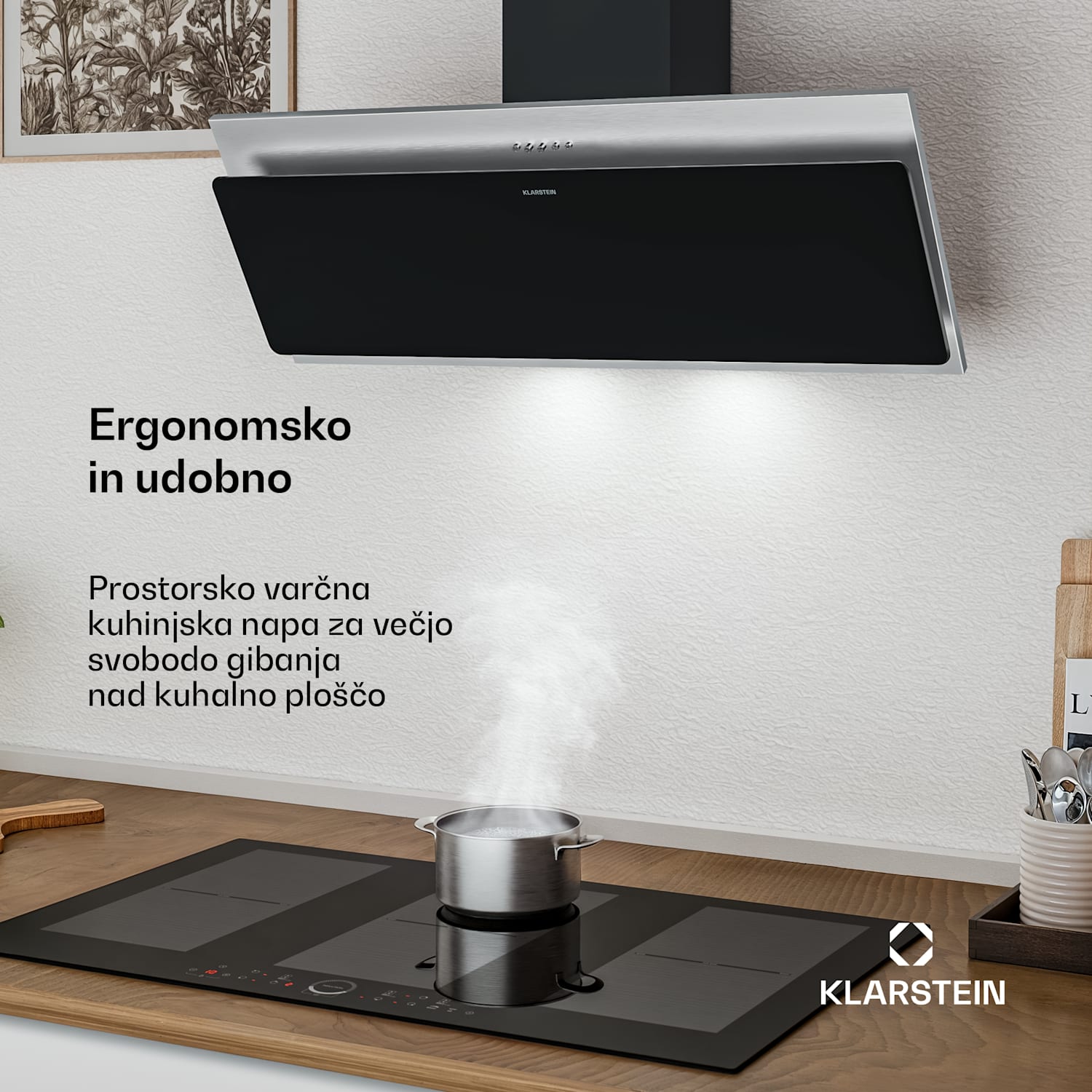 Alessia nagnjena napa | način odvajanja in recirkulacije | nerjaveče jeklo | 404 m³/h | 90 cm 90 cm | Nerjaveče jeklo