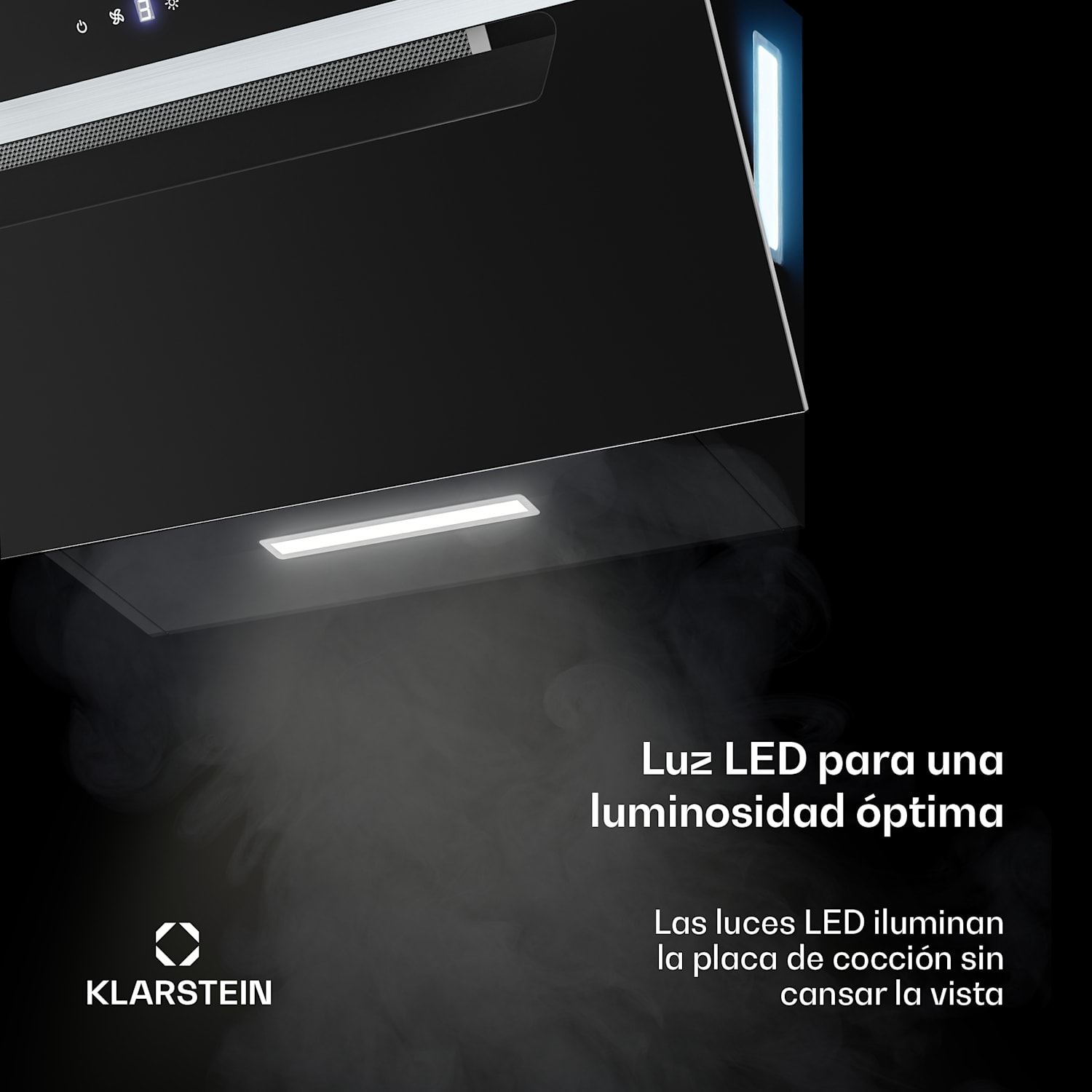 BigBite campana extractora sin cabeza | modo extracción y recirculación | vidrio de seguridad | 417 m³/h | 60 cm 60 cm | Negro