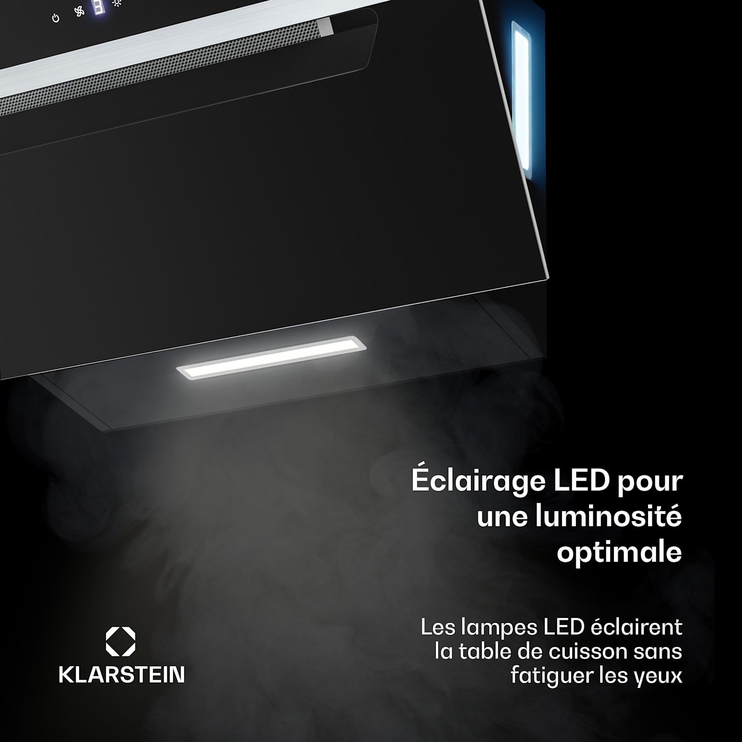 BigBite hotte inclinée | mode extraction et recyclage | verre de sécurité | 417 m³/h | 60 cm 60 cm | Noir