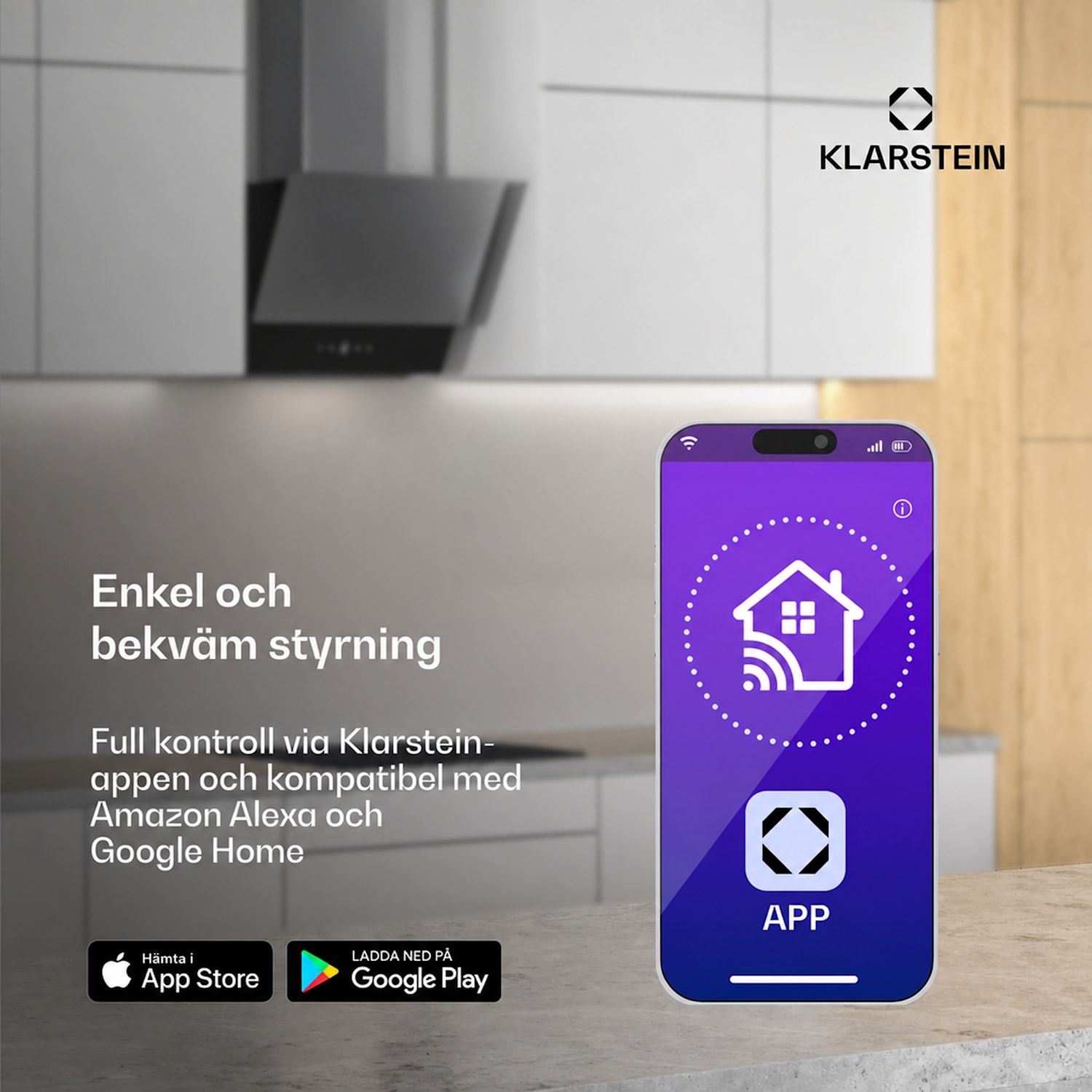 BigBite frihängande huva | utsug och återcirkulation | säkerhetsglas | 417 m³/h | 60 cm 60 cm | Svart