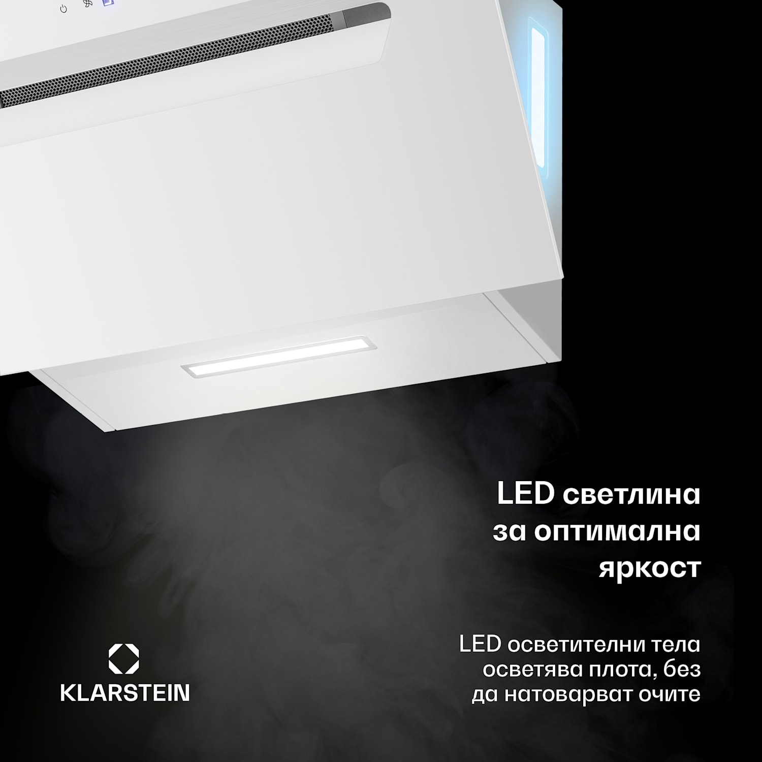 BigBite наклонен абсорбатор | режим на извличане и рециркулация | безопасно стъкло | 417 м³/ч | 60 см 60 cm | Бял