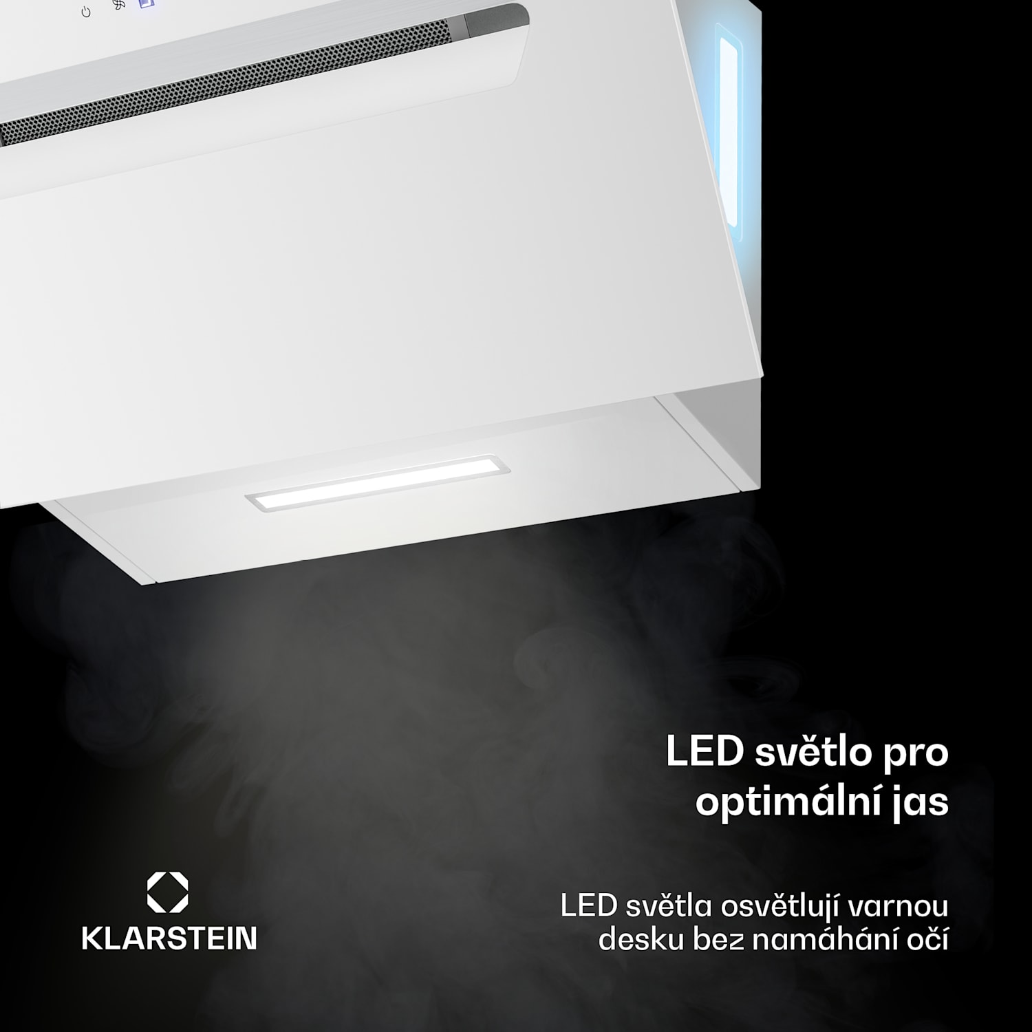 BigBite šikmá digestoř | režim odsávání vzduchu a recirkulace | bezpečnostní sklo | 417 m³/h | 60 cm 60 cm | Bílá