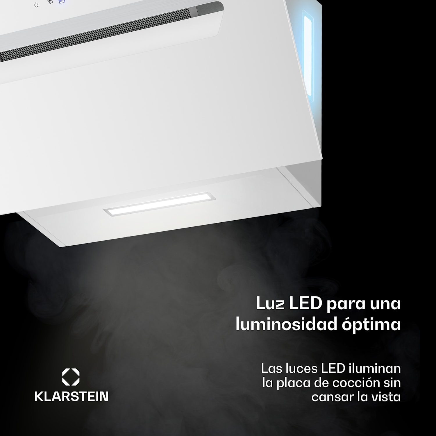 Campana extractora BigBite sin techo | Modo extracción y recirculación | Vidrio de seguridad | 417 m³/h | 60 cm 60 cm | Blanco