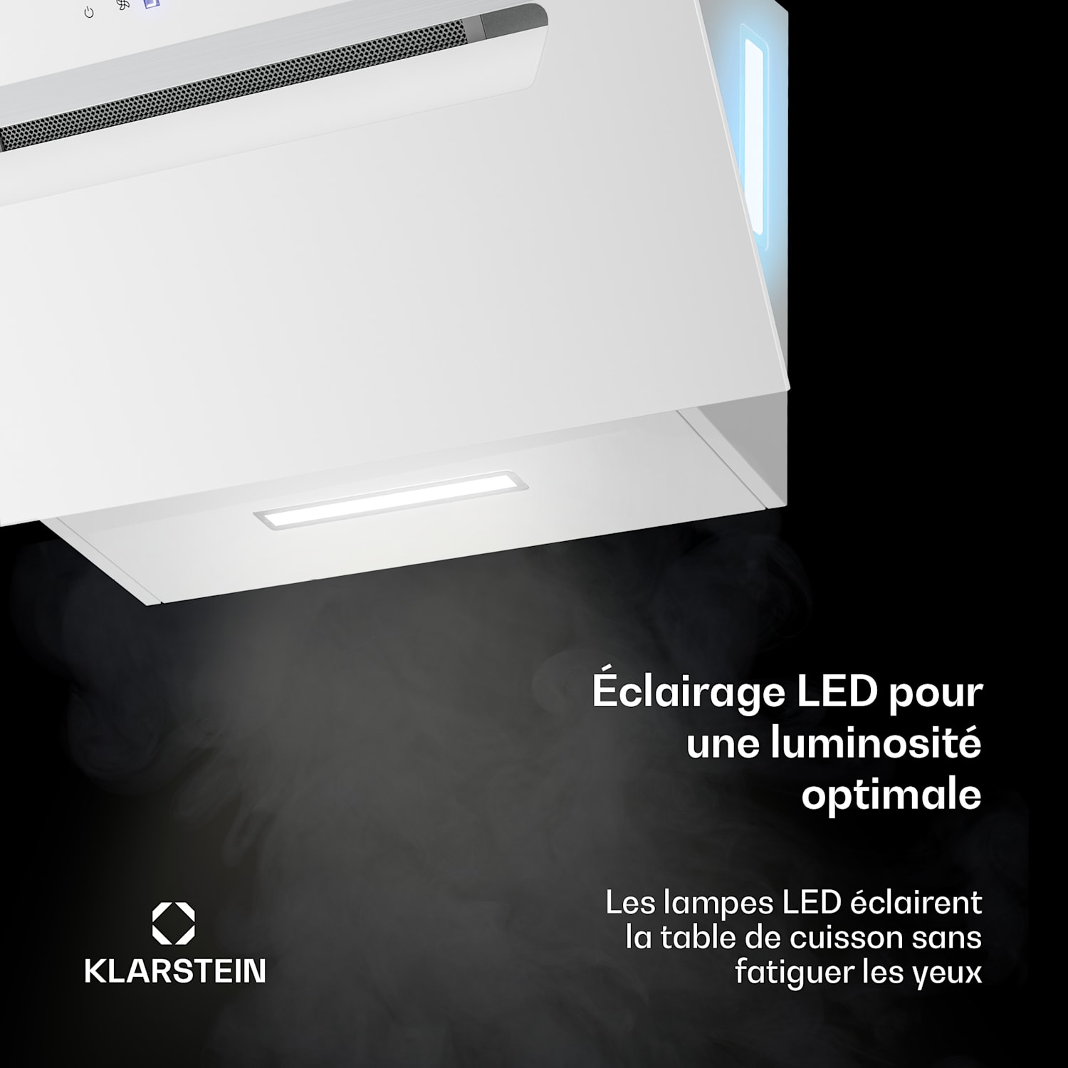 BigBite schuine afzuigkap | afzuig- en recirculatiemodus | veiligheidsglas | 417 m³/h | 60 cm 60 cm | Wit