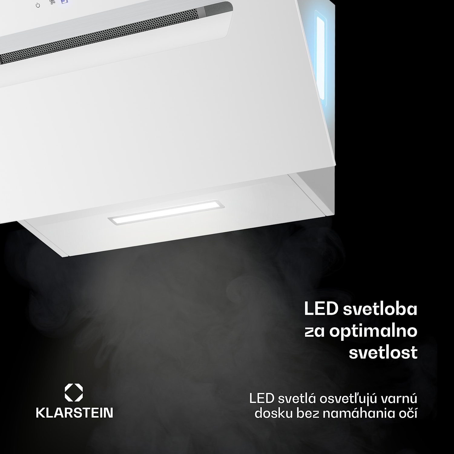 BigBite poševna kuhinjska napa | način odsesavanja in recirkulacije zraka | varnostno steklo | 417 m³/h | 60 cm 60 cm | Bela