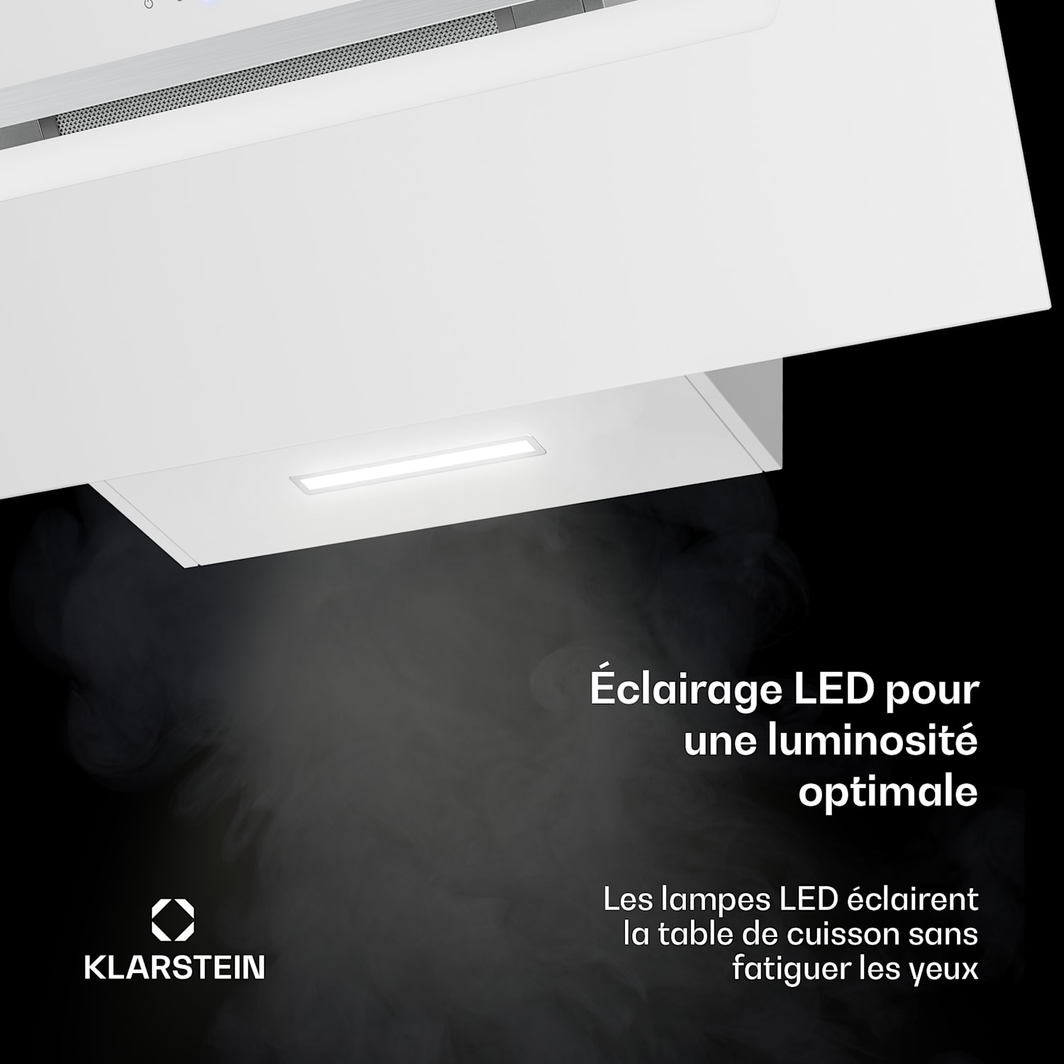 BigBite schuine afzuigkap | afzuig- en recirculatiemodus | veiligheidsglas | 417 m³/h | 90 cm 90 cm | Wit