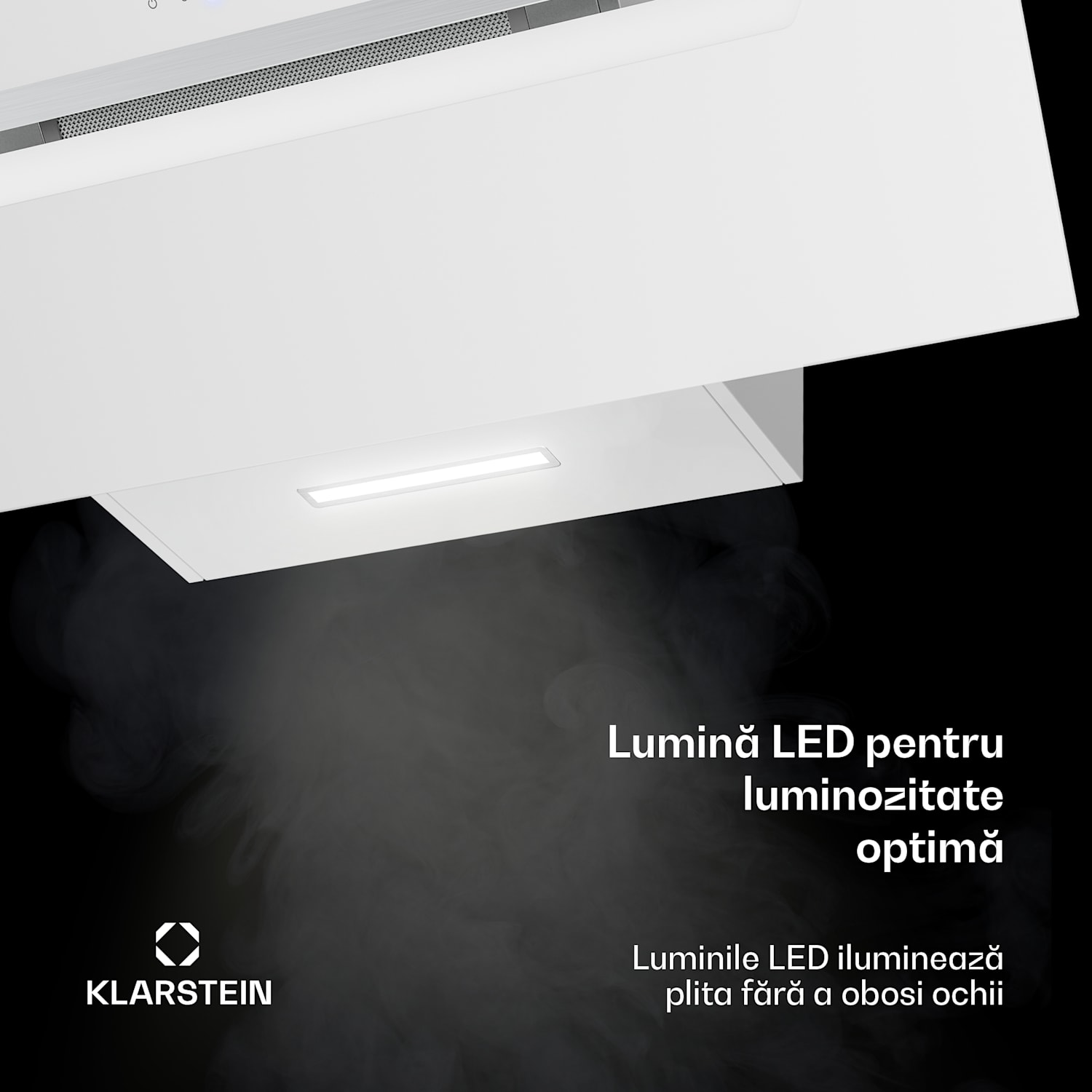 BigBite hota înclinată | mod de evacuare a aerului și recirculare | sticlă de siguranță | 417 m³/h | 90 cm 90 cm | Alb