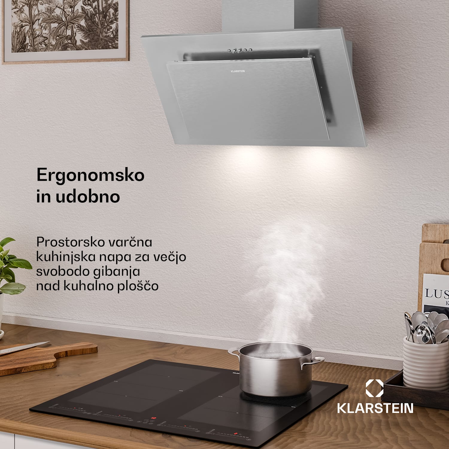 Athena poševna napa | način odsesavanja in recirkulacije zraka | 404 m³/h | 56 W | 60 cm 60 cm | Nerjaveče jeklo