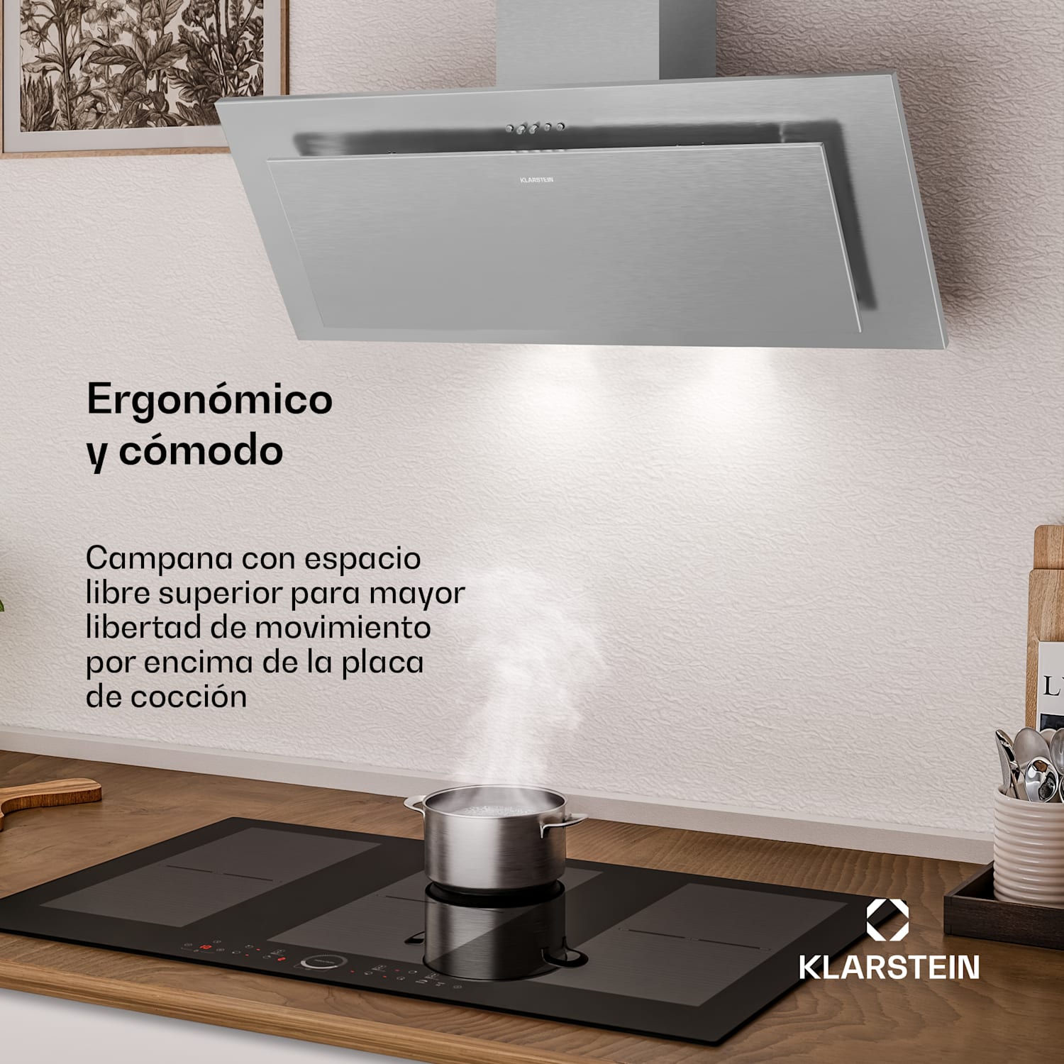 Campana extractora Athena sin tapa | Modo de extracción y recirculación | 404 m³/h | 56 W | 90 cm 90 cm | Acero Inoxidable