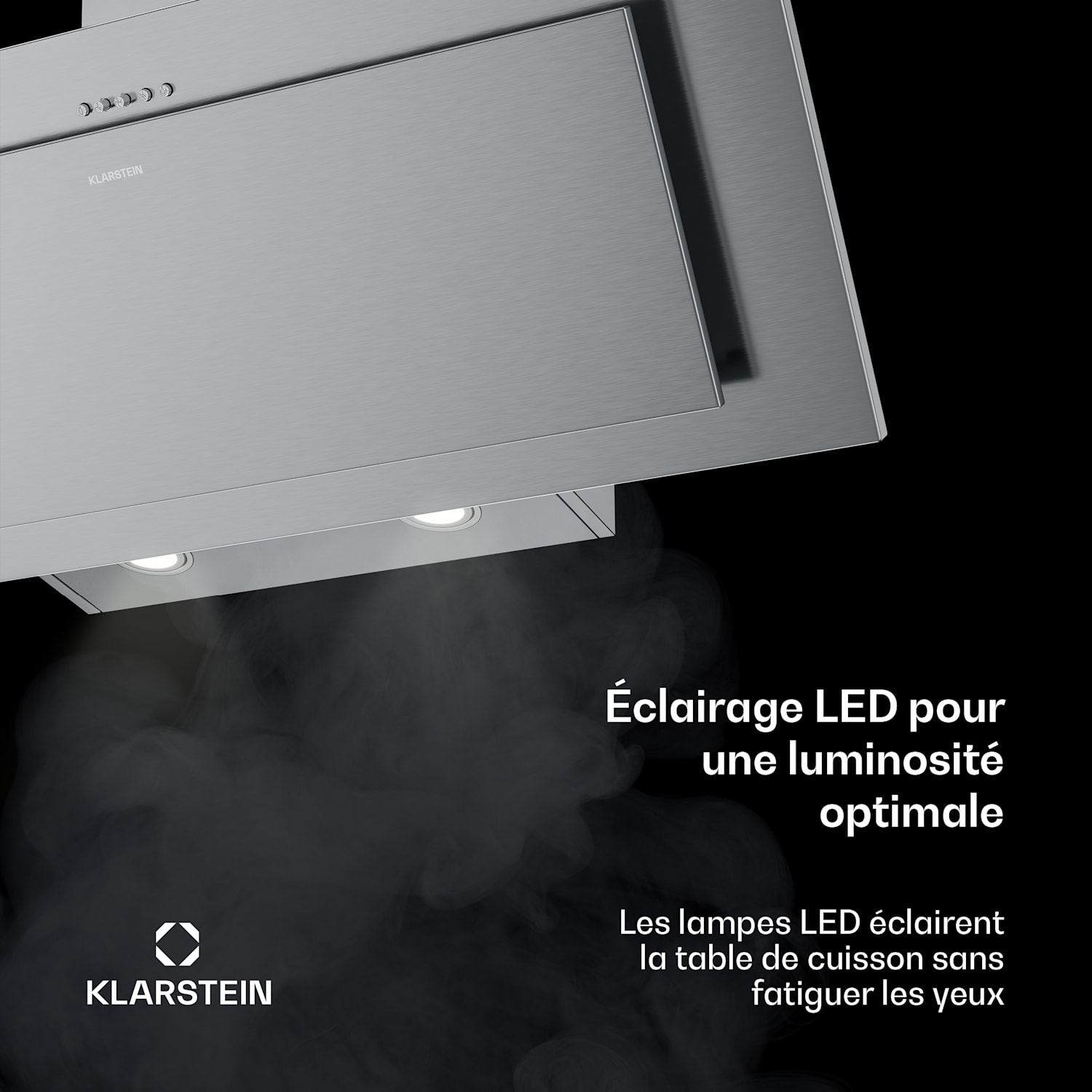 Hotte inclinée Athena | Mode extraction et recyclage | 404 m³/h | 56 W | 90 cm 90 cm | Acier Inoxydable