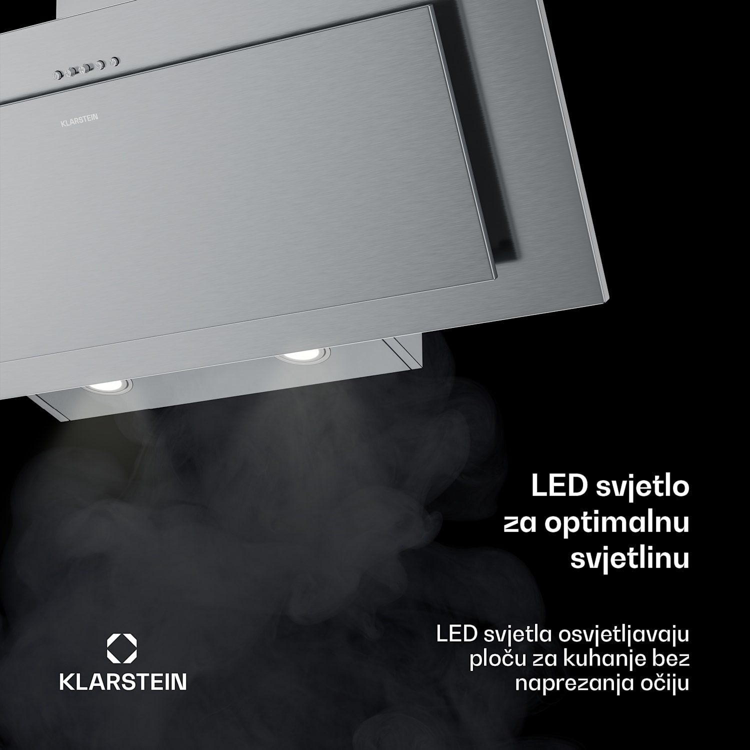 Athena kosa napa | režim rada s odvodom i recirkulacijom | nehrđajući čelik | 404 m³/h | 56 W | 90 cm 90 cm | Nehrđajući čelik