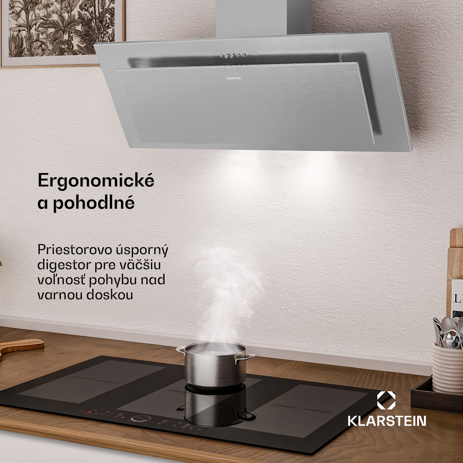 Athena šikmý digestor | režim odsávania vzduchu a recirkulácie | 404 m³/h | 56 W | 90 cm 90 cm | Nehrdzavejúca oceľ