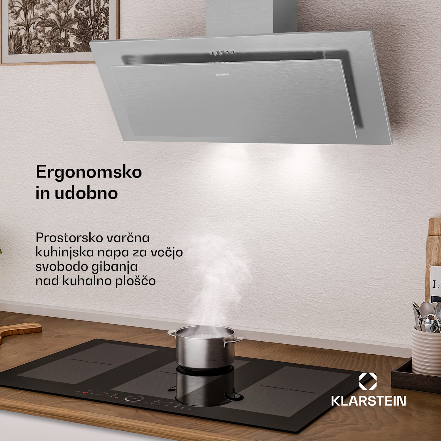 Athena poševna kuhinjska napa | način odsesavanja in recirkulacije zraka | 404 m³/h | 56 W | 90 cm 90 cm | Nerjaveče jeklo