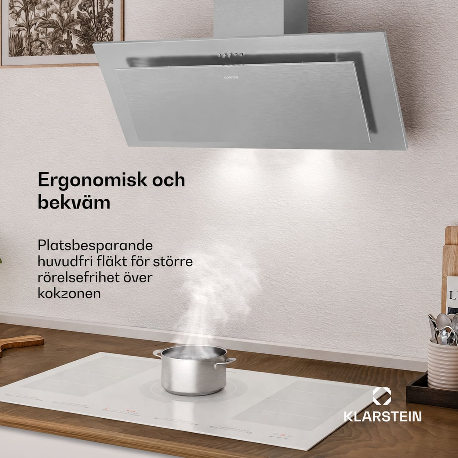 Athena frihängande fläkt | Av- och återluftsmodus | 254 m³/h | 56 W | 90 cm 90 cm | Silver