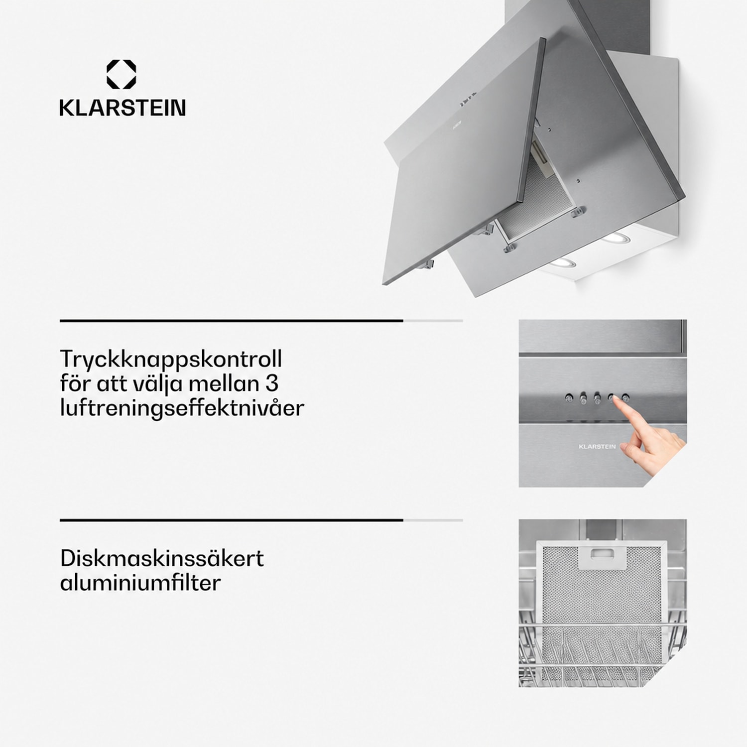 Athena frihängande fläkt | Av- och återluftsmodus | 254 m³/h | 56 W | 90 cm 90 cm | Silver