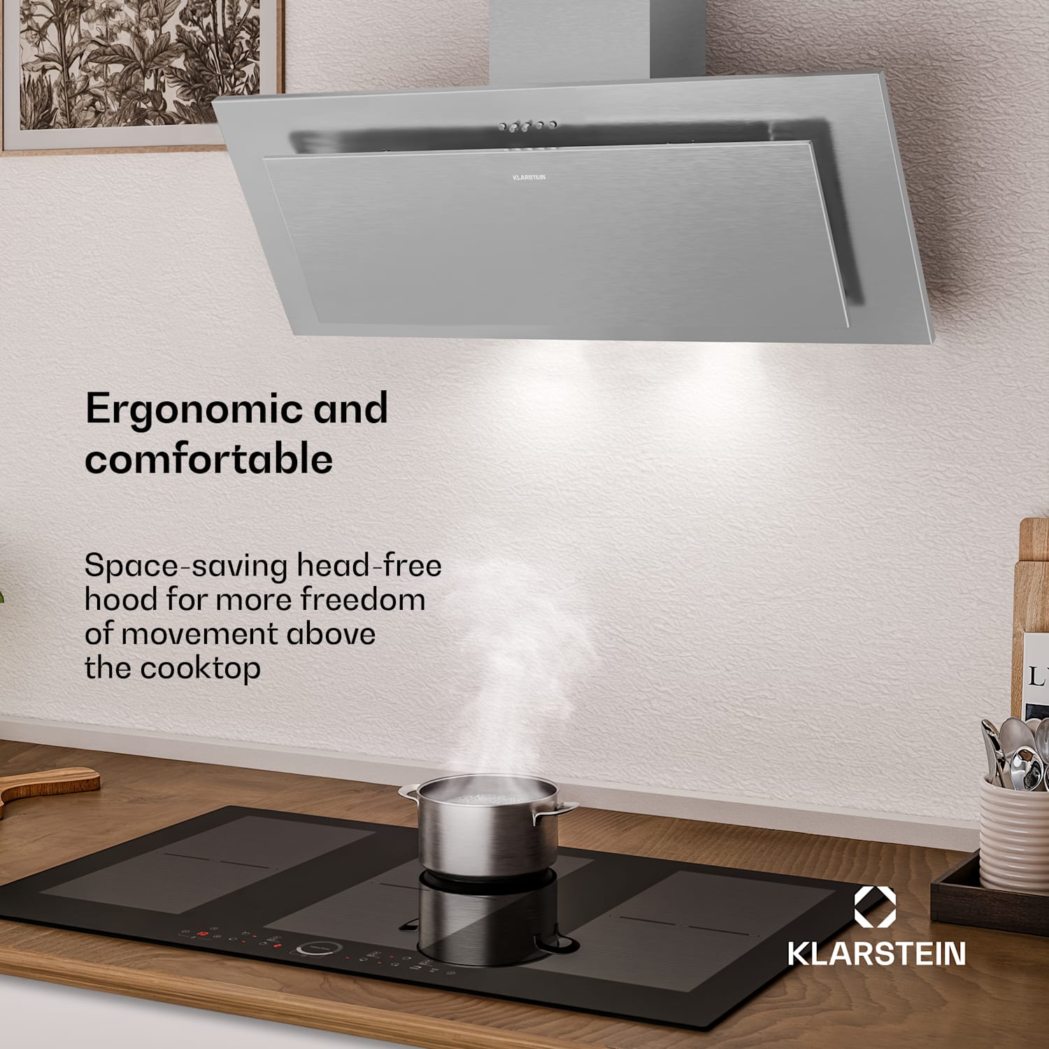 Exaustor sem cabeça Athena | modo de extração e de recirculação | 404 m³/h | 56 W | 90 cm 90 cm | Aço Inoxidável