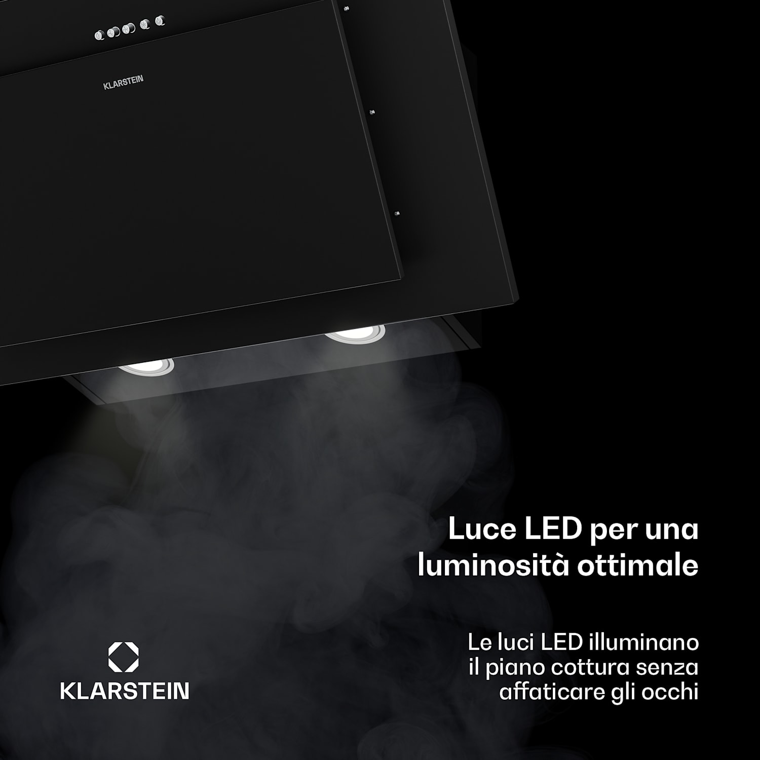 Athena - Cappa inclinata | Modalità di ricircolo e scarico | 404 m³/ora | 56 W | 60 cm 60 cm | Nero