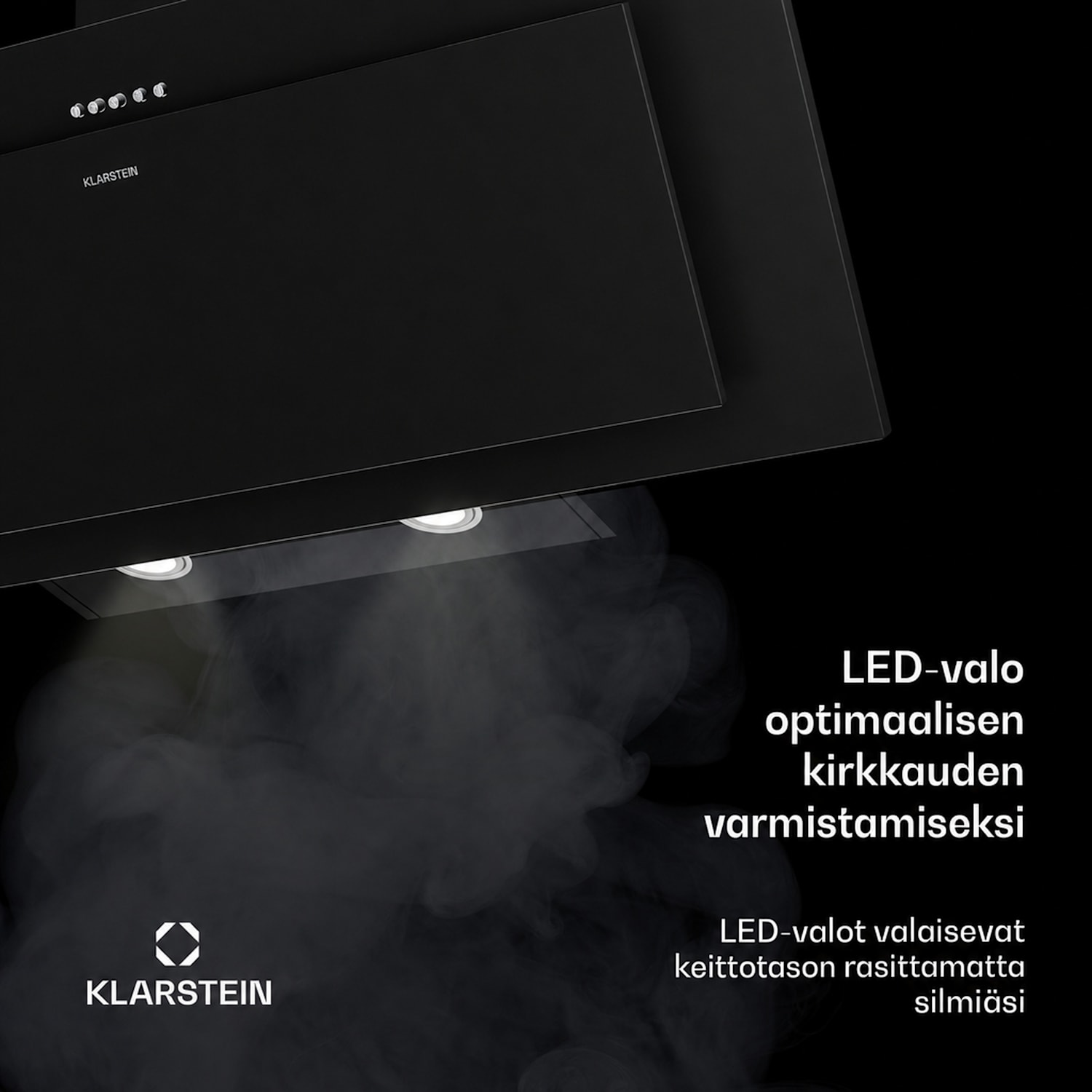 Athena päänvapaa liesituuletin | poisto- ja kiertoilmatoiminto | 254 m³/h | 56 W | 90 cm 90 cm | Musta