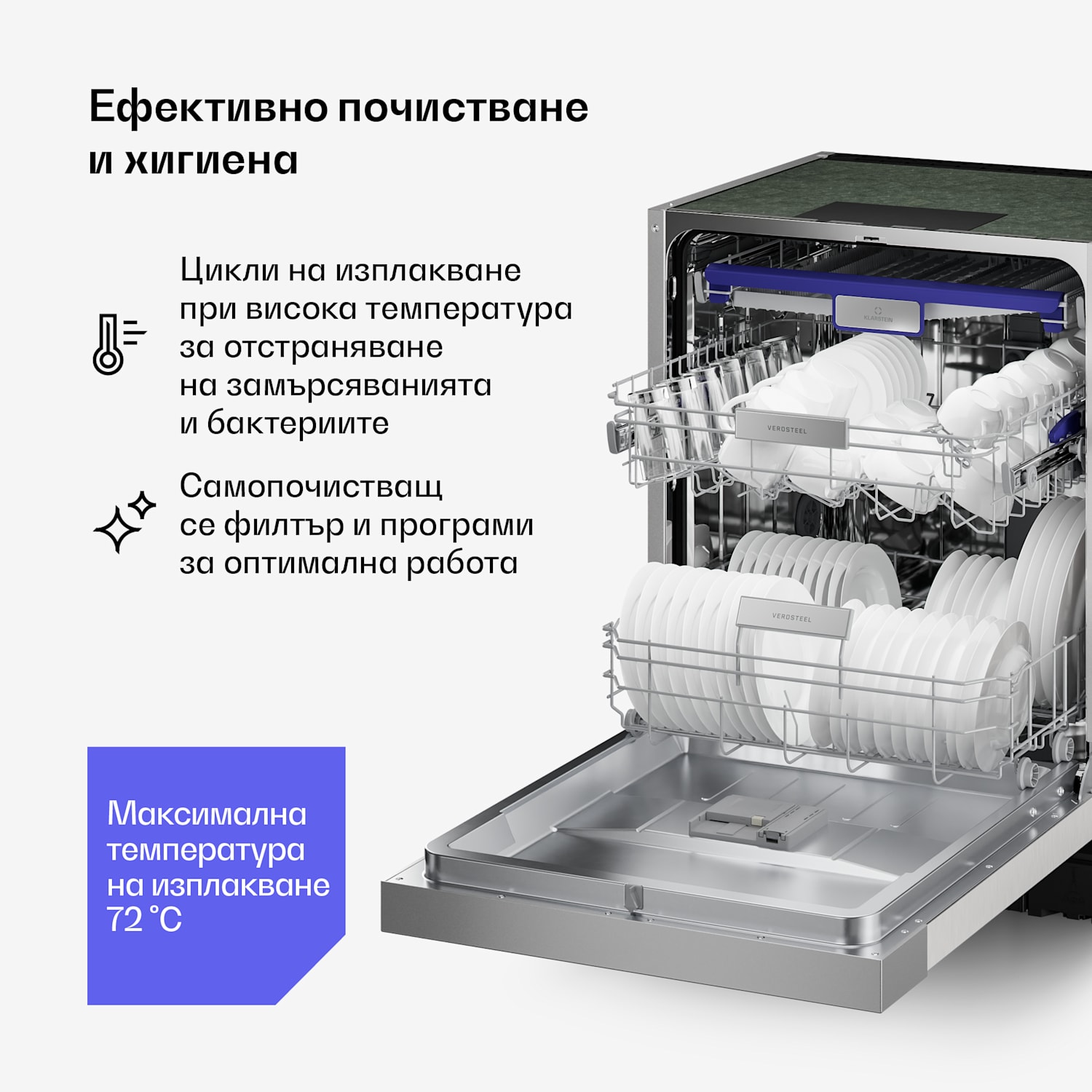 Съдомиялна машина за вграждане Verosteel | Минималистична, ефективна, елегантна | EEC A | 60 см 60 cm