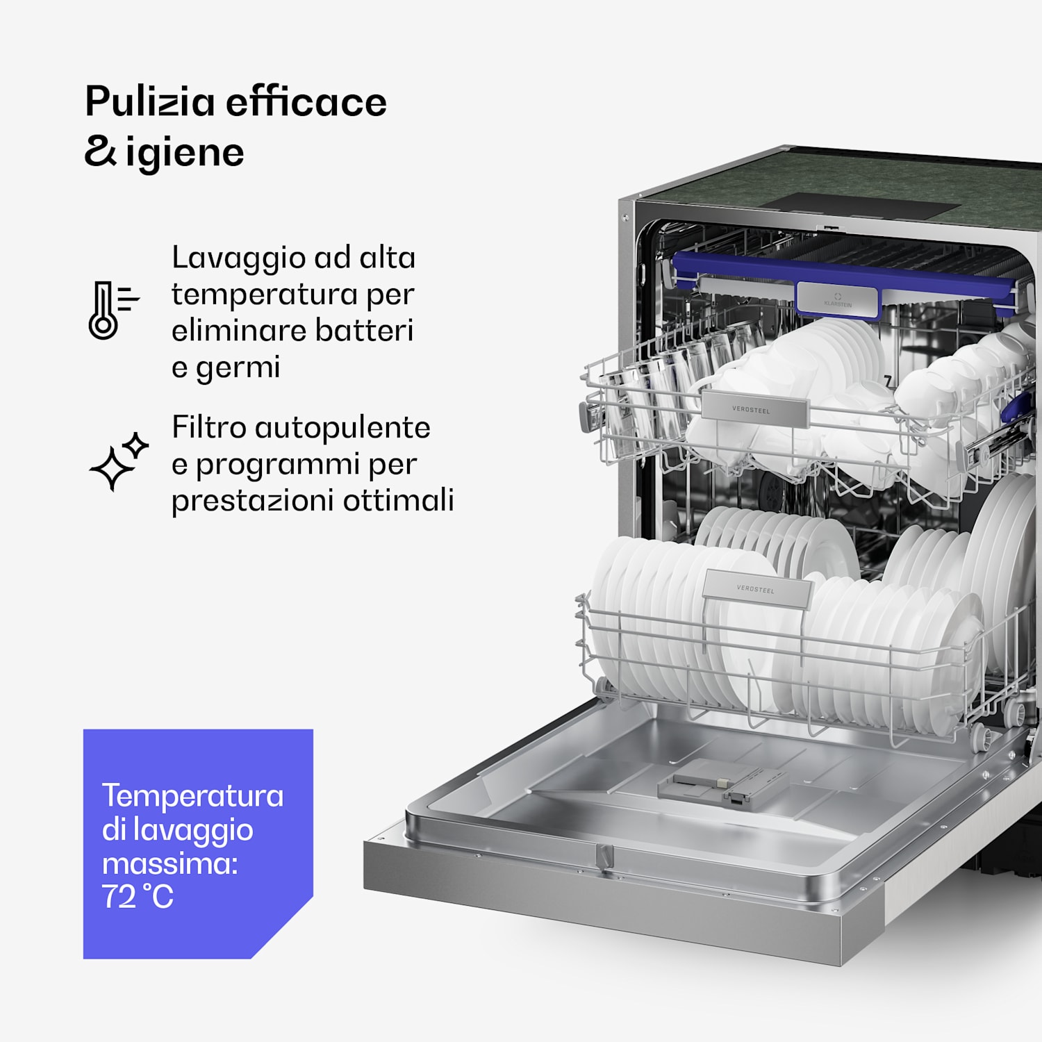 Verosteel - Lavastoviglie da incasso | Minimalista, Efficiente, Elegante | Classe Energetica A | 60 cm 60 cm