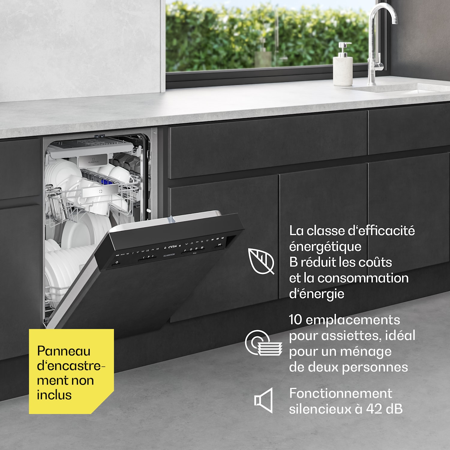 Velaire semi-geïntegreerde vaatwasser | minimalistisch, compact | energielabel B | 45 cm Delno integrirano | 45 cm