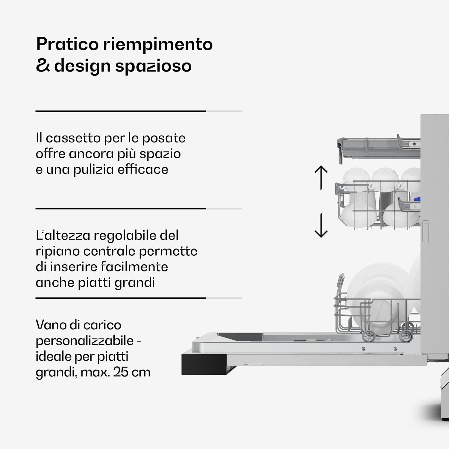 Velaire - Lavastoviglie da incasso parziale | Minimalista, compatta | Classe energetica B | 45 cm Osittain integroitu | 45 cm