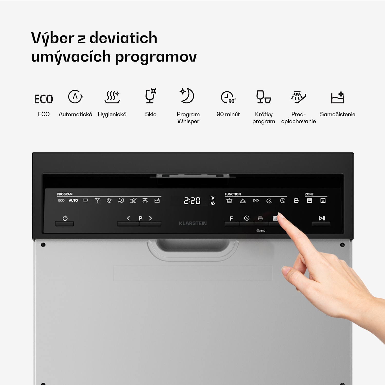 Velaire semi-integrovaná umývačka riadu | Minimalistická, kompaktná | Trieda energetickej účinnosti B | 45 cm Čiastočne integrované | 45 cm