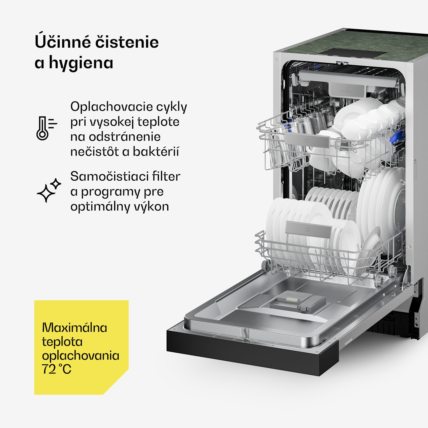 Velaire semi-integrovaná umývačka riadu | Minimalistická, kompaktná | Trieda energetickej účinnosti B | 45 cm Čiastočne integrované | 45 cm
