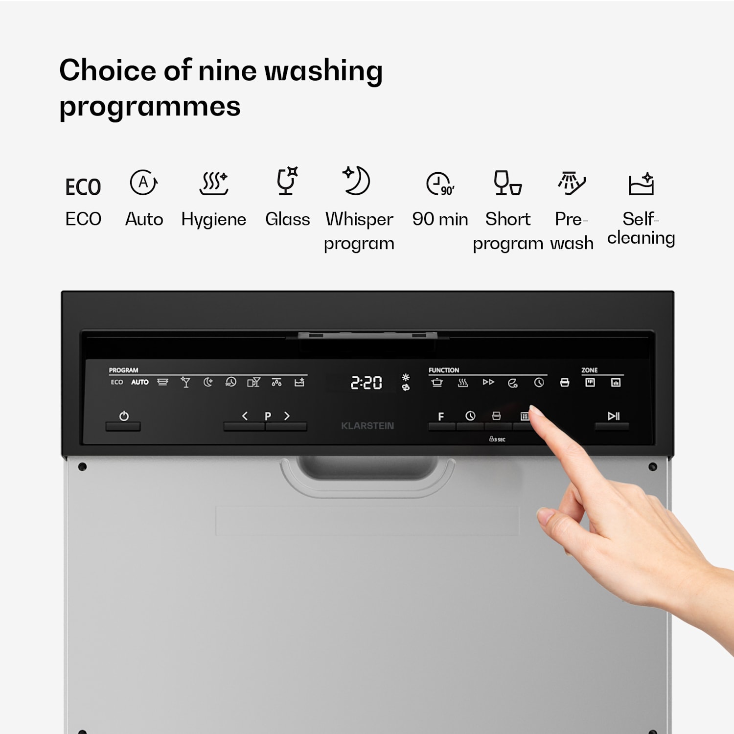 Velaire osittain integroitava astianpesukone | Minimalistinen, kompakti | Energiatehokkuusluokka B | 45 cm Osittain integroitu | 45 cm