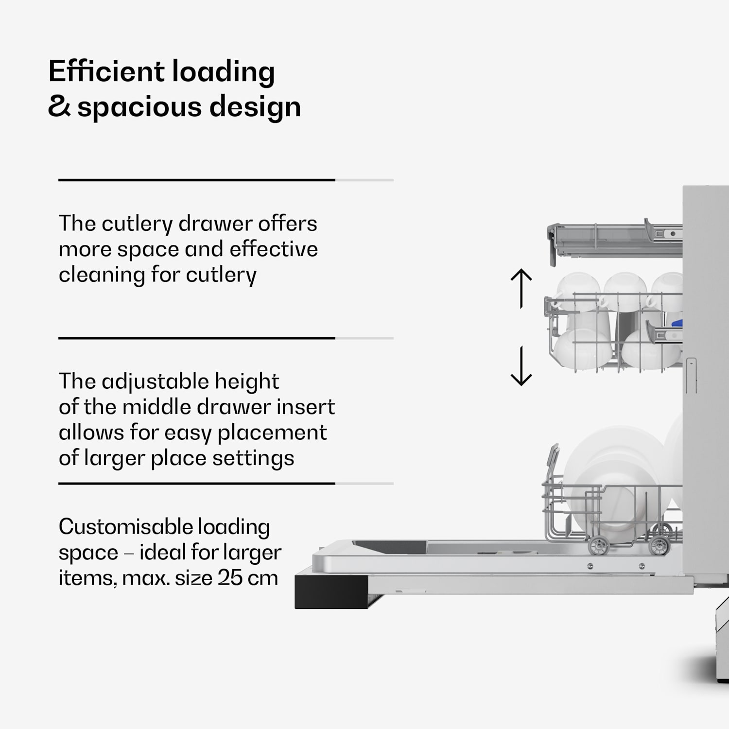 Velaire osittain integroitava astianpesukone | Minimalistinen, kompakti | Energiatehokkuusluokka B | 45 cm Osittain integroitu | 45 cm