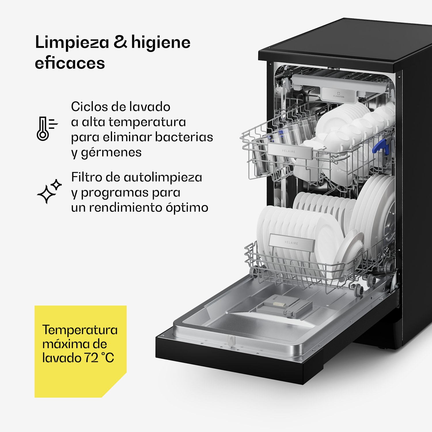 Velaire vaatwasser independiente | minimalista, compacto, potente | EEC B | 45 cm Independiente | 45 cm