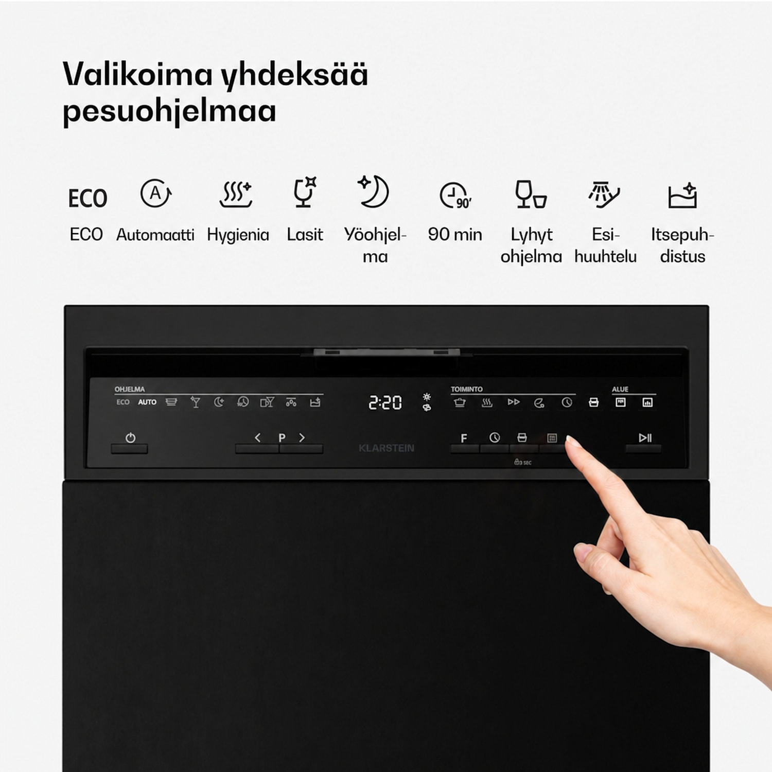 Velaire Vapaa-ajettava Astianpesukone | Minimalistinen, Kompakti, Tehokas | EEC B | 45 cm vapaasti sijoitettava | 45 cm