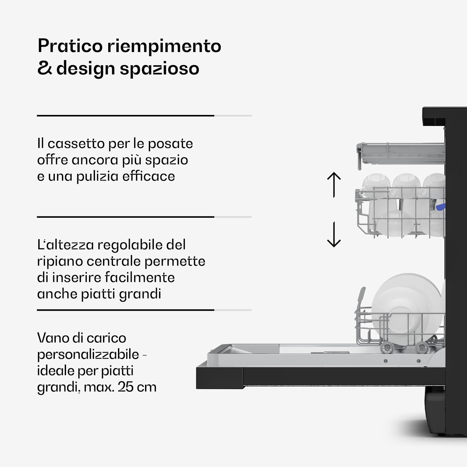 Velaire - Lavastoviglie indipendente | Minimalista, compatta, potente | Classe energetica B | 45 cm Posizionamento libero | 45 cm