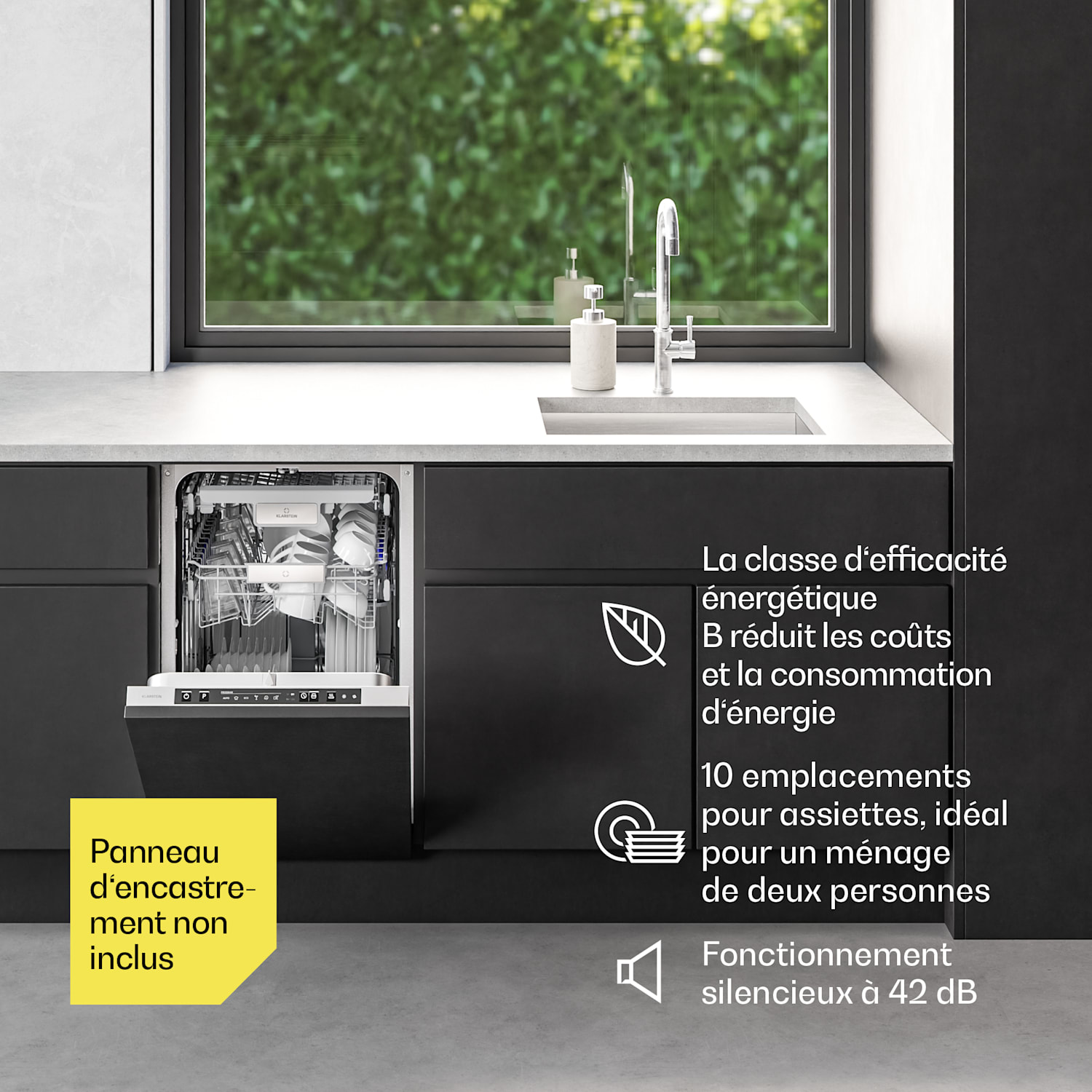 Velaire lave-vaisselle encastrable 45 cm | Minimalisme pratique et performance élevée Entièrement intégré | 45 cm