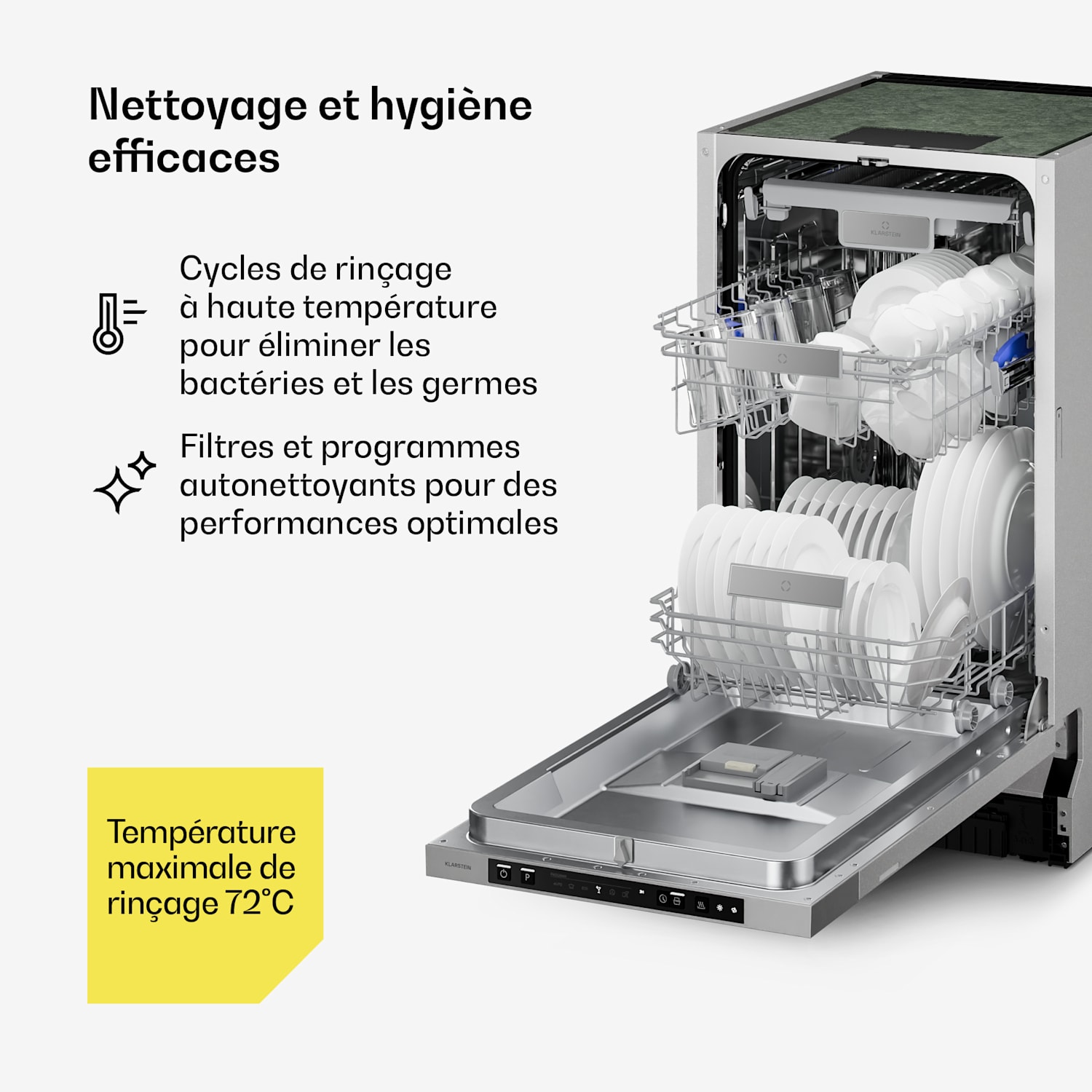 Velaire lave-vaisselle encastrable 45 cm | Minimalisme pratique et performance élevée Entièrement intégré | 45 cm