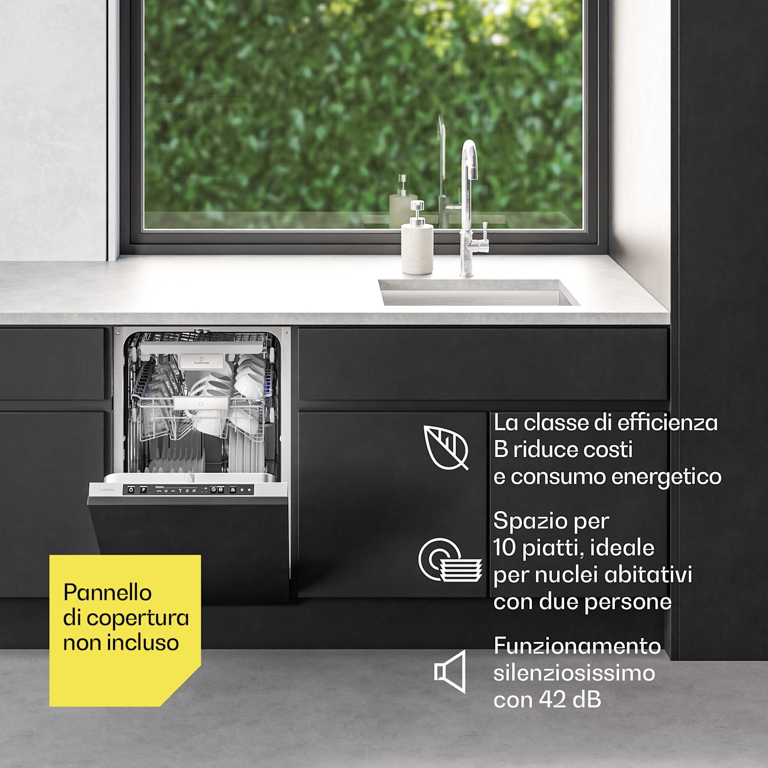 Velaire - Lavastoviglie a incasso da 45 cm | Pratico minimalismo e prestazioni elevate Completamente integrato | 45 cm