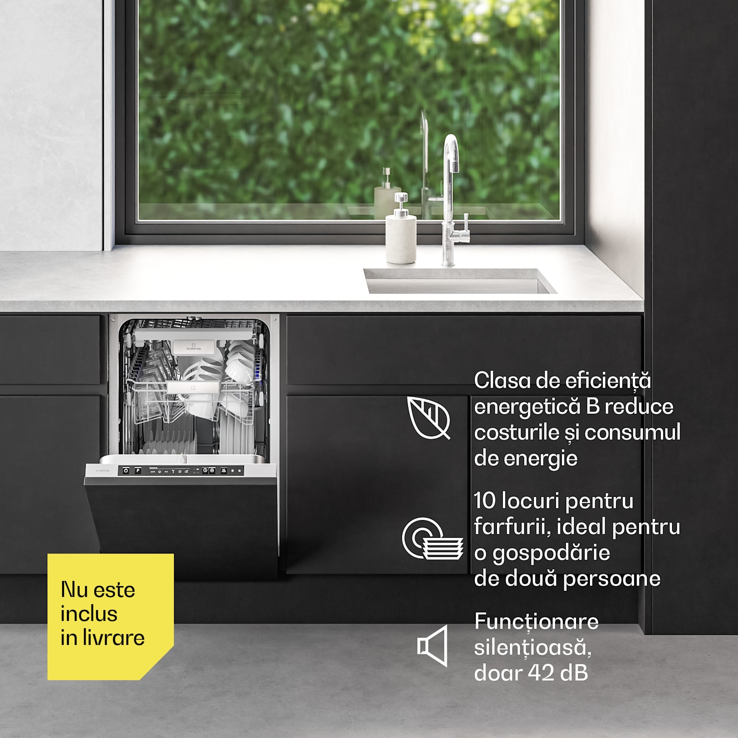 Mașină de spălat vase de sine stătătoare Velaire (45 cm) | Minimalism practic și performanță ridicată Complet integrat | 45 cm