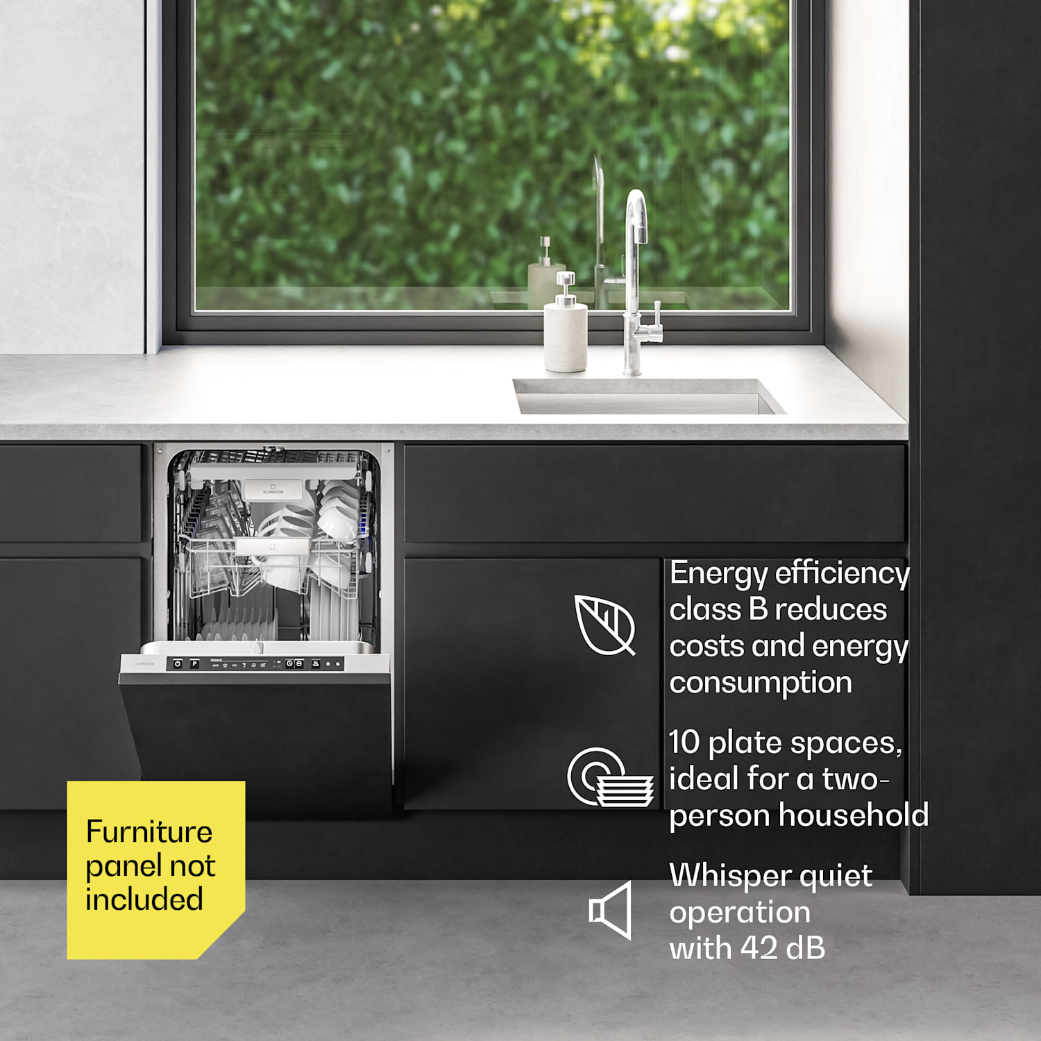 Velaire täysin integroitava astianpesukone (45 cm) | Käytännöllinen minimalismi ja voimakas suorituskyky Täysin integroitu | 45 cm
