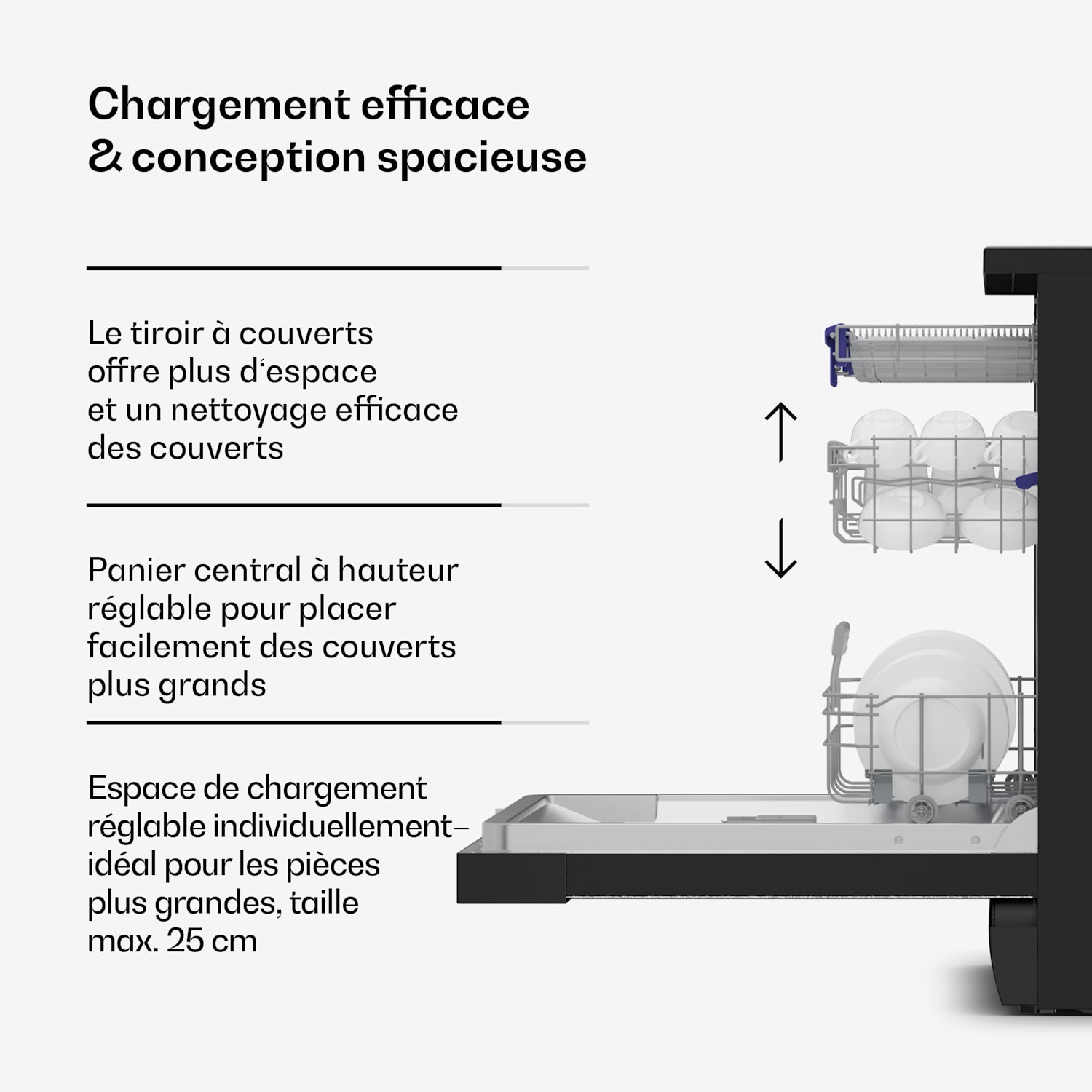 Velaire Lave-vaisselle indépendant | Minimaliste, élégant, puissant | CEE A | 60 cm pose libre / sur pied | 60 cm